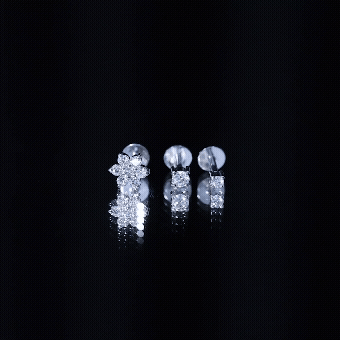 Moissanite Flower Triple Earrings Set for Cartilage Piercing D-VS1 - Rosec Jewels