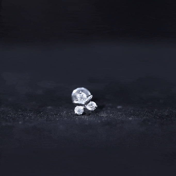 Round Moissanite Flower Cartilage Earring D-VS1 - Rosec Jewels