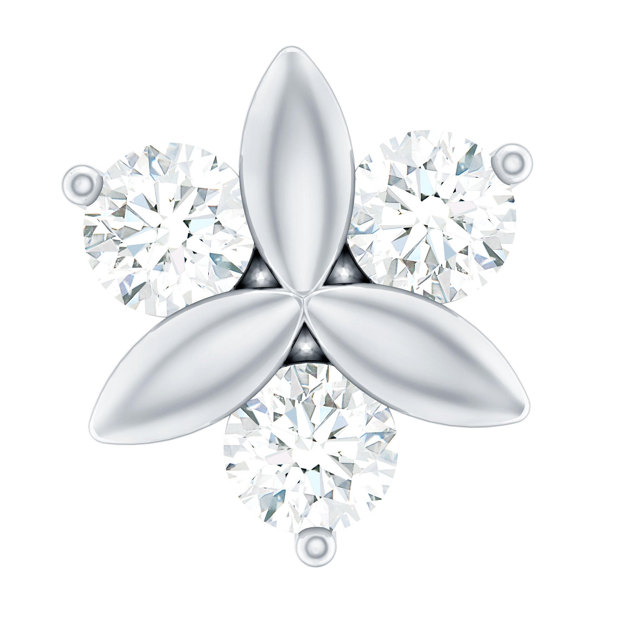 Round Moissanite Flower Cartilage Earring D-VS1 - Rosec Jewels