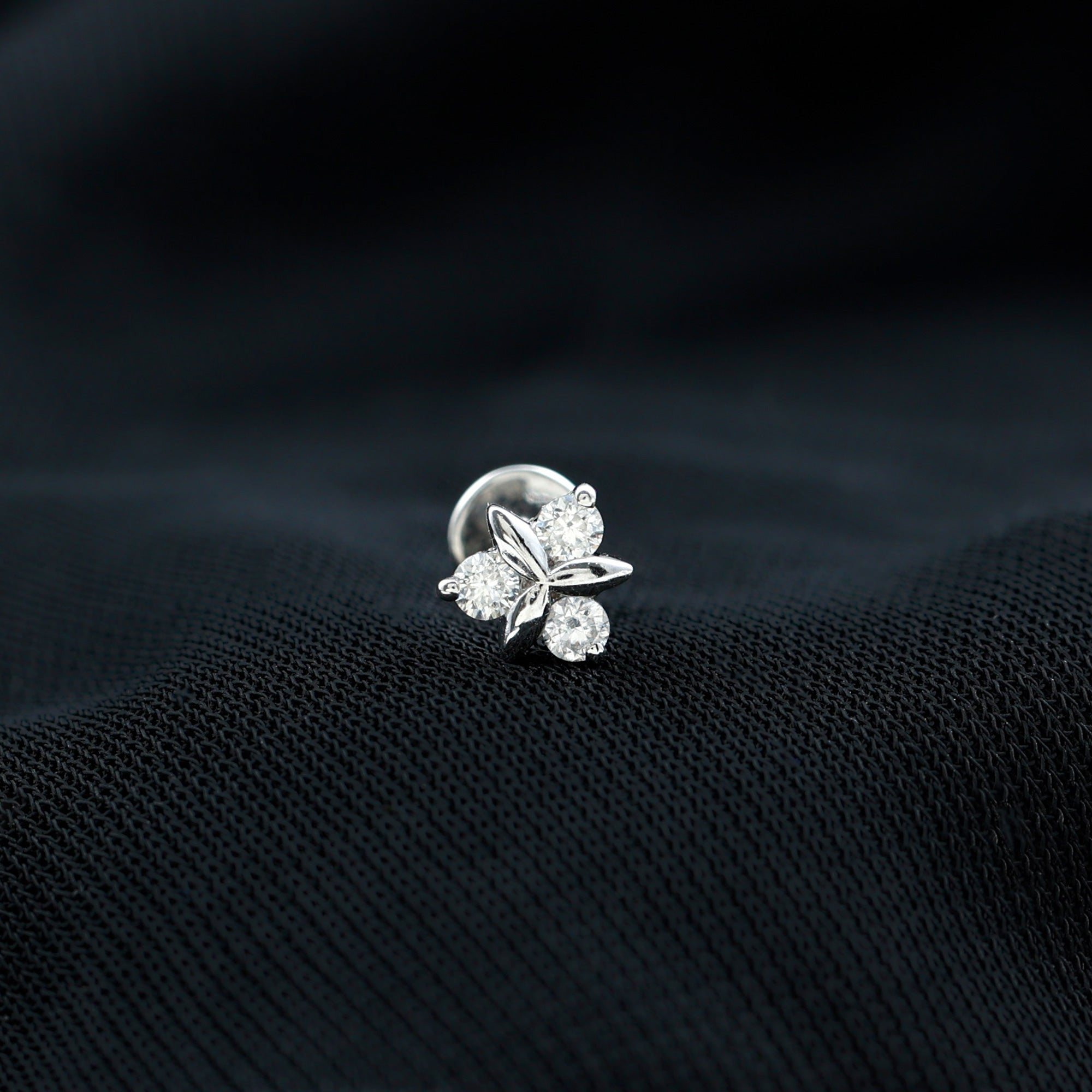 Round Moissanite Flower Cartilage Earring D-VS1 - Rosec Jewels