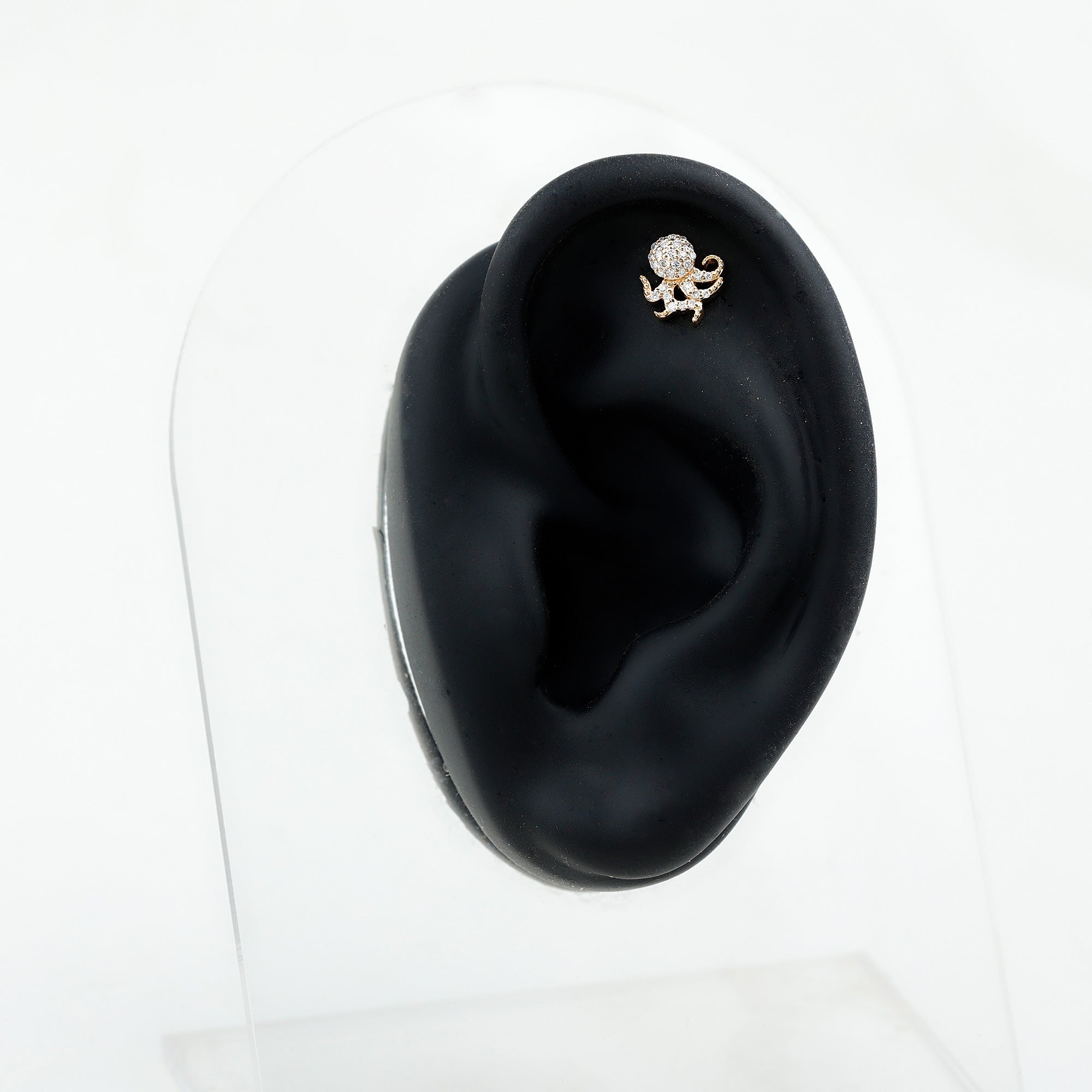 Moissanite Octopus Earring for Cartilage Piercing D-VS1 - Rosec Jewels