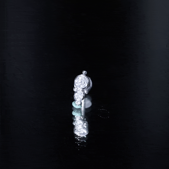 Simple Bezel Set Moissanite Two Stone Tragus Earring D-VS1 - Rosec Jewels