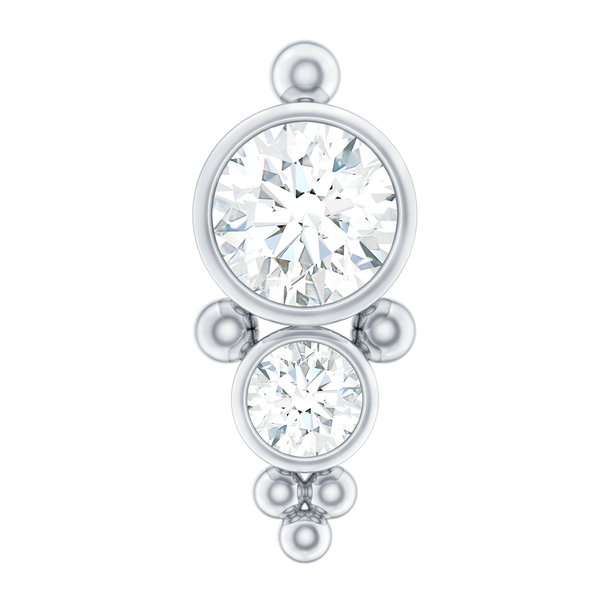 Simple Bezel Set Moissanite Two Stone Tragus Earring D-VS1 - Rosec Jewels