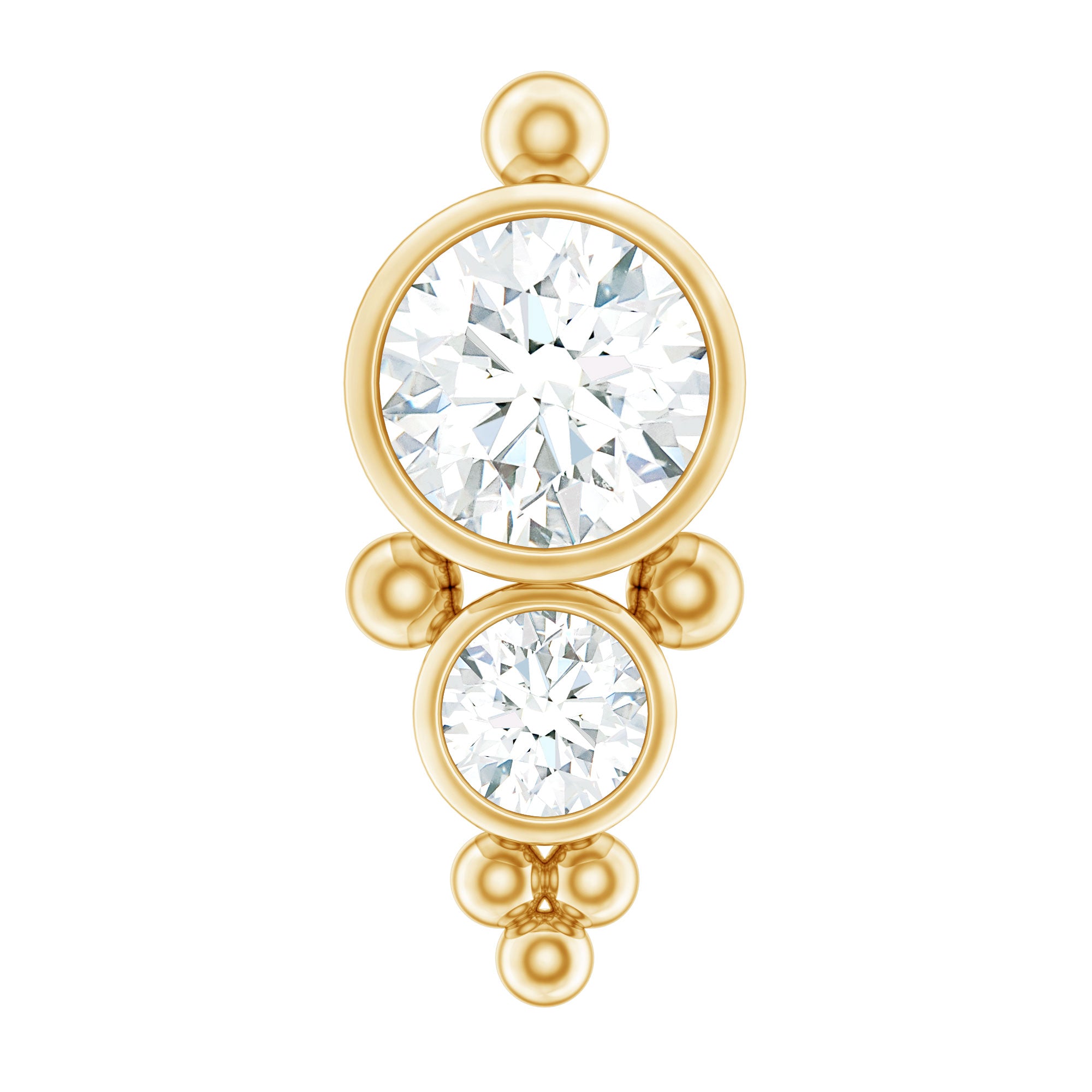 Simple Bezel Set Moissanite Two Stone Tragus Earring D-VS1 - Rosec Jewels