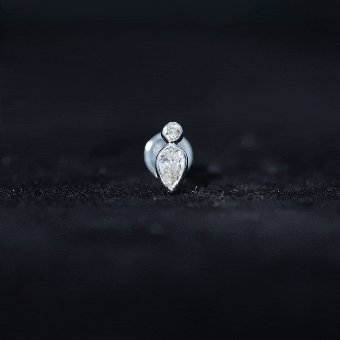 Pear and Round Moissanite Dainty Tragus Earring D-VS1 - Rosec Jewels