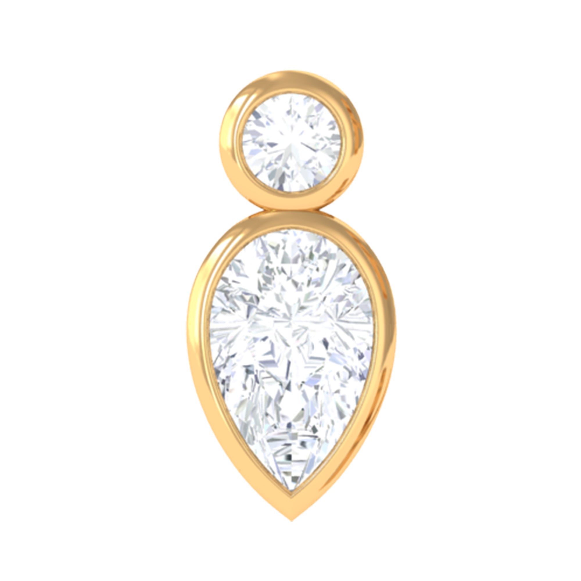 Pear and Round Moissanite Dainty Tragus Earring D-VS1 - Rosec Jewels