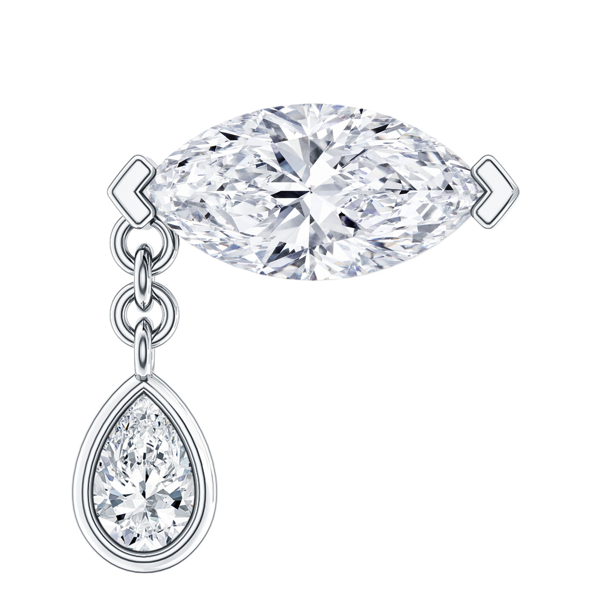 Marquise Moissanite Dangle Cartilage Earring D-VS1 - Rosec Jewels