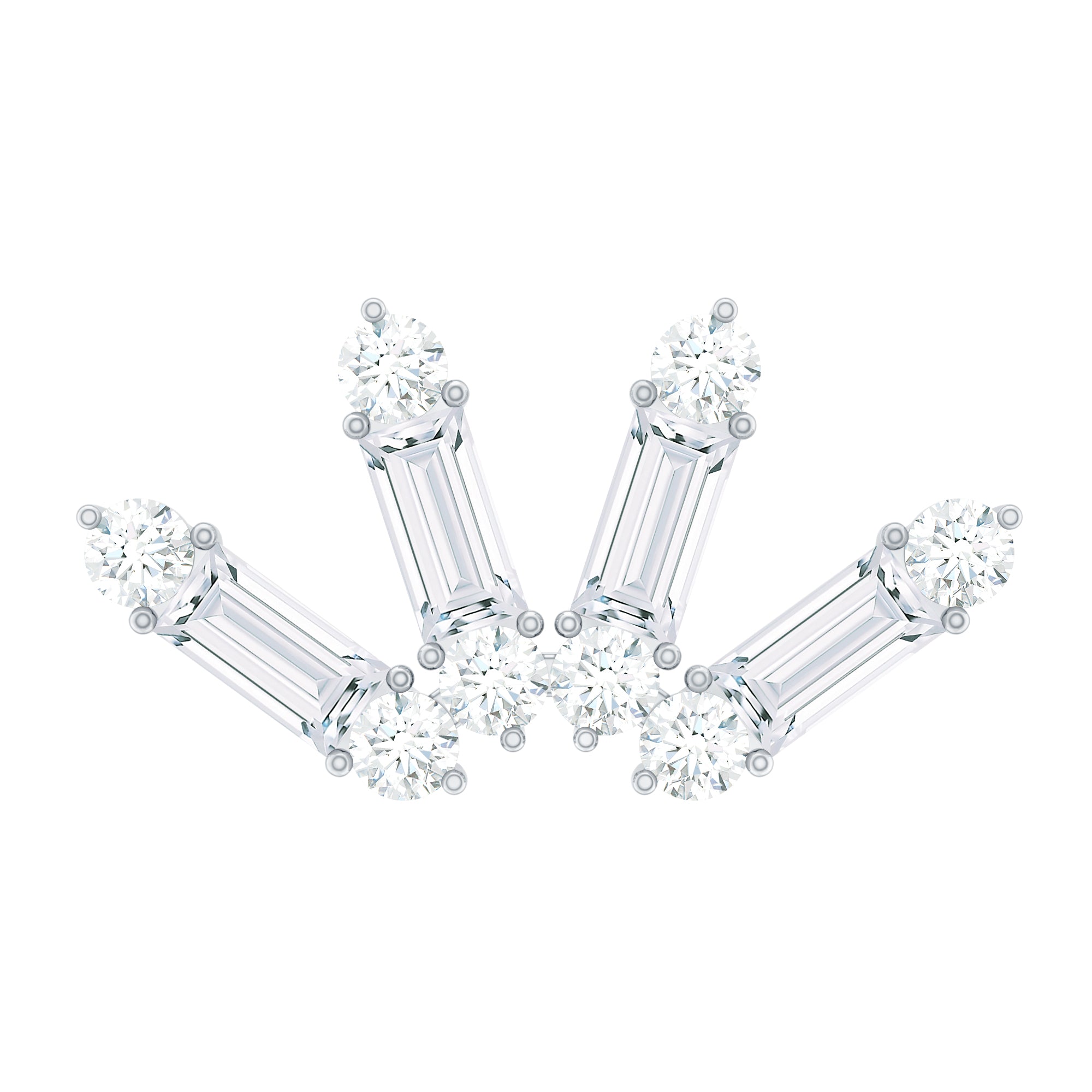 Baguette Moissanite Curved Cartilage Earring D-VS1 - Rosec Jewels