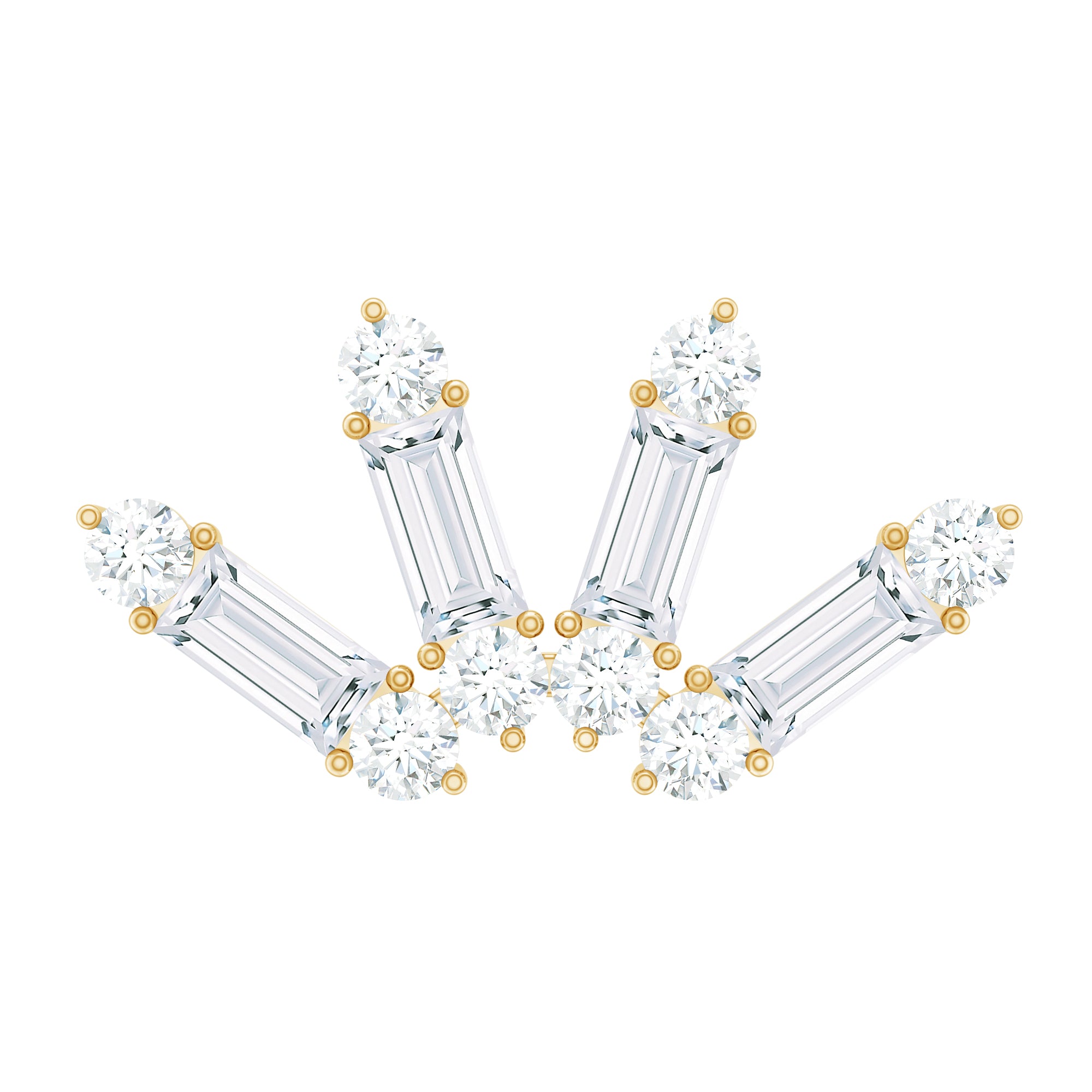 Baguette Moissanite Curved Cartilage Earring