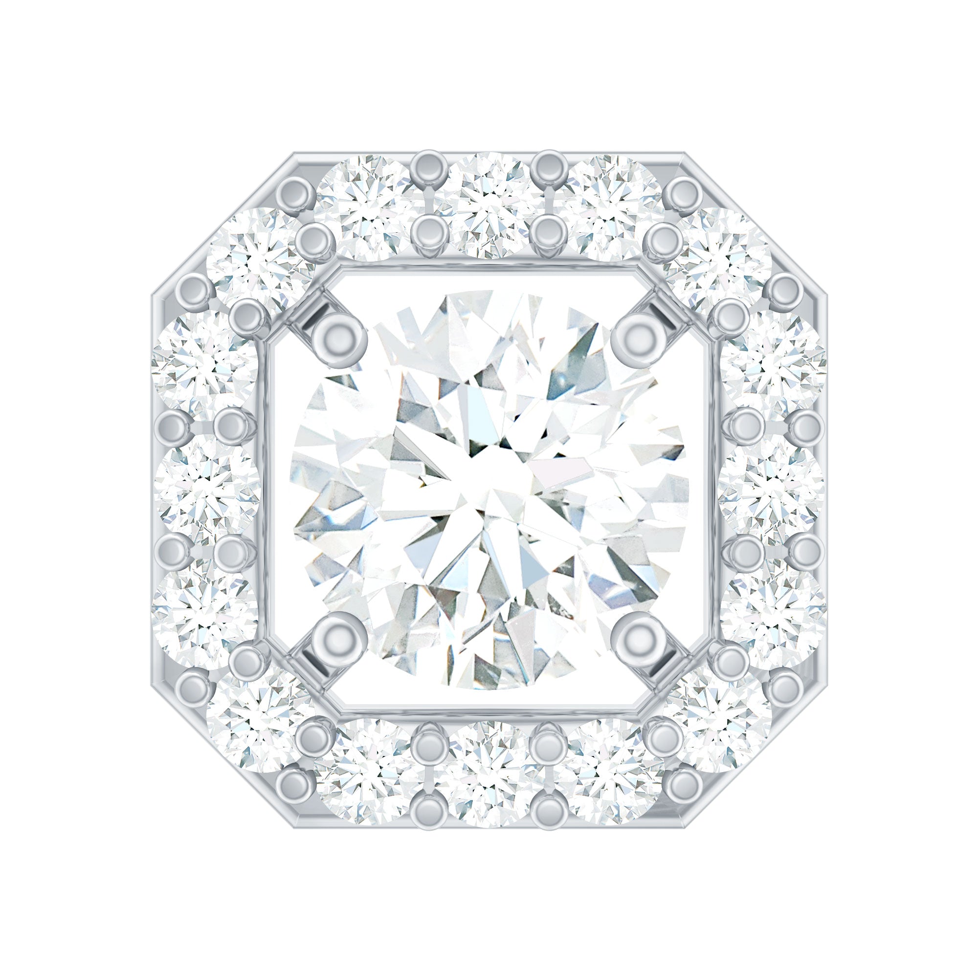 Certified Moissanite Halo Earring for Helix Piercing D-VS1 - Rosec Jewels