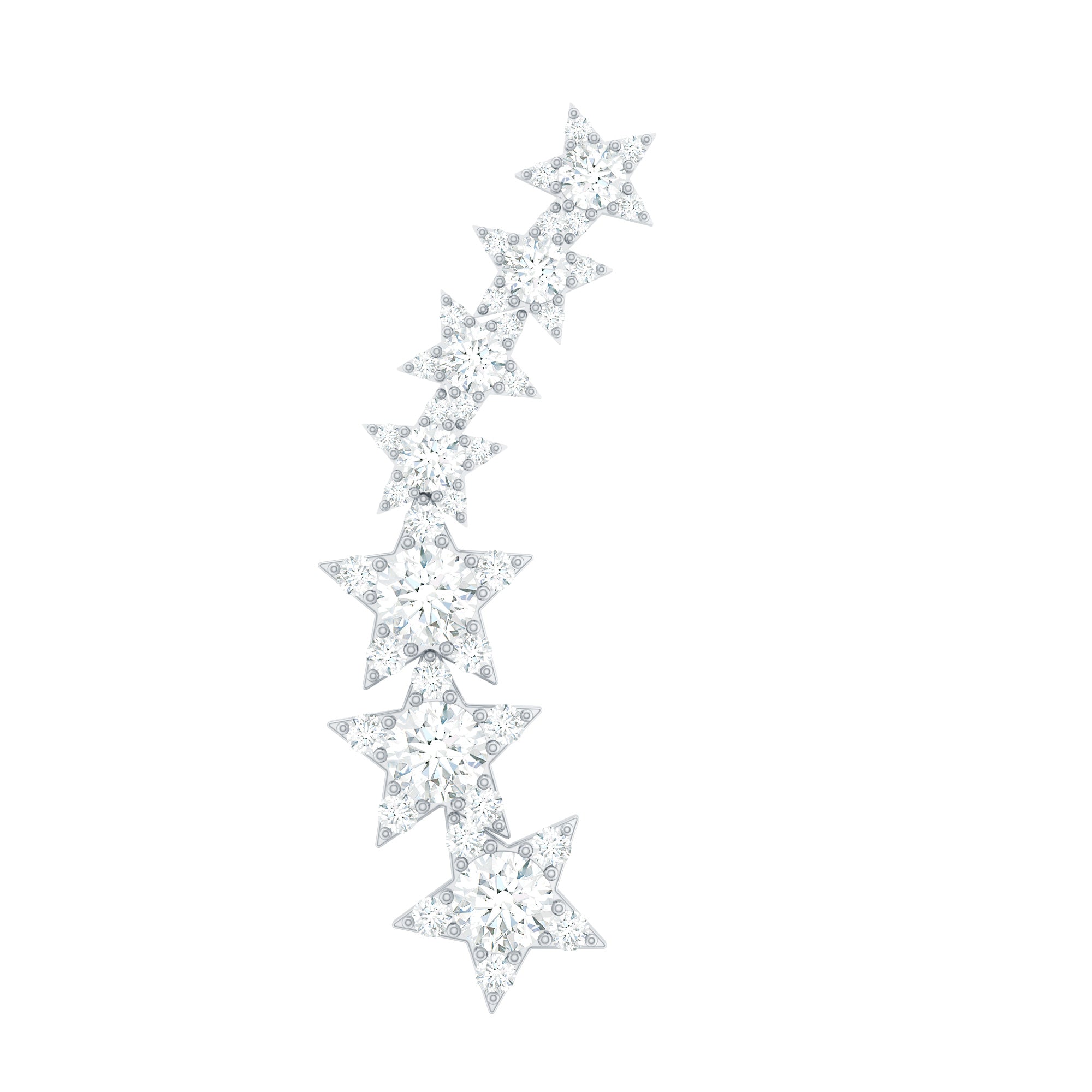 Certified Moissanite Star Ear Climber Earring D-VS1 - Rosec Jewels