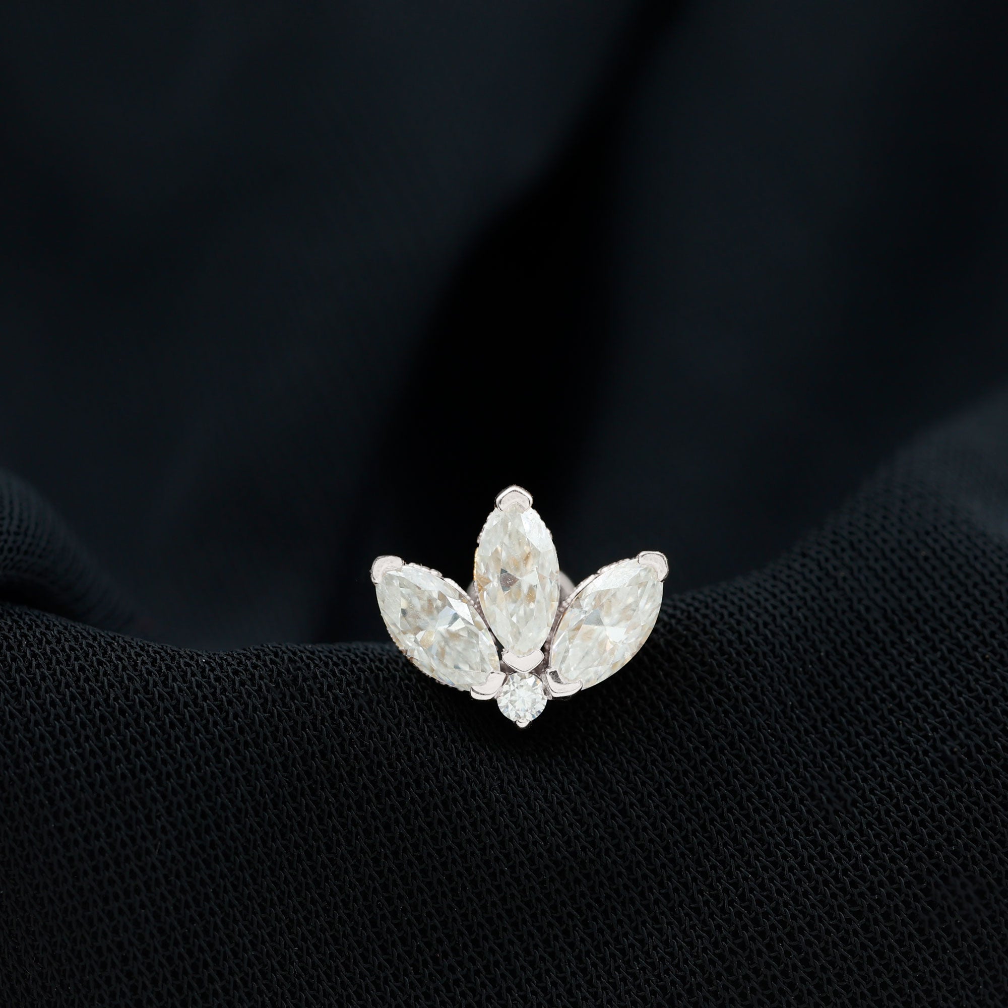 Certified Moissanite Marquise Lotus Piercing Stud D-VS1 - Rosec Jewels