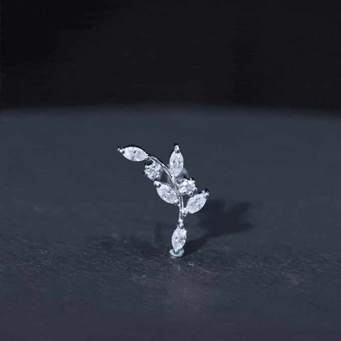 Certified Moissanite Leaf Climber Earring for Helix Piercing D-VS1 - Rosec Jewels