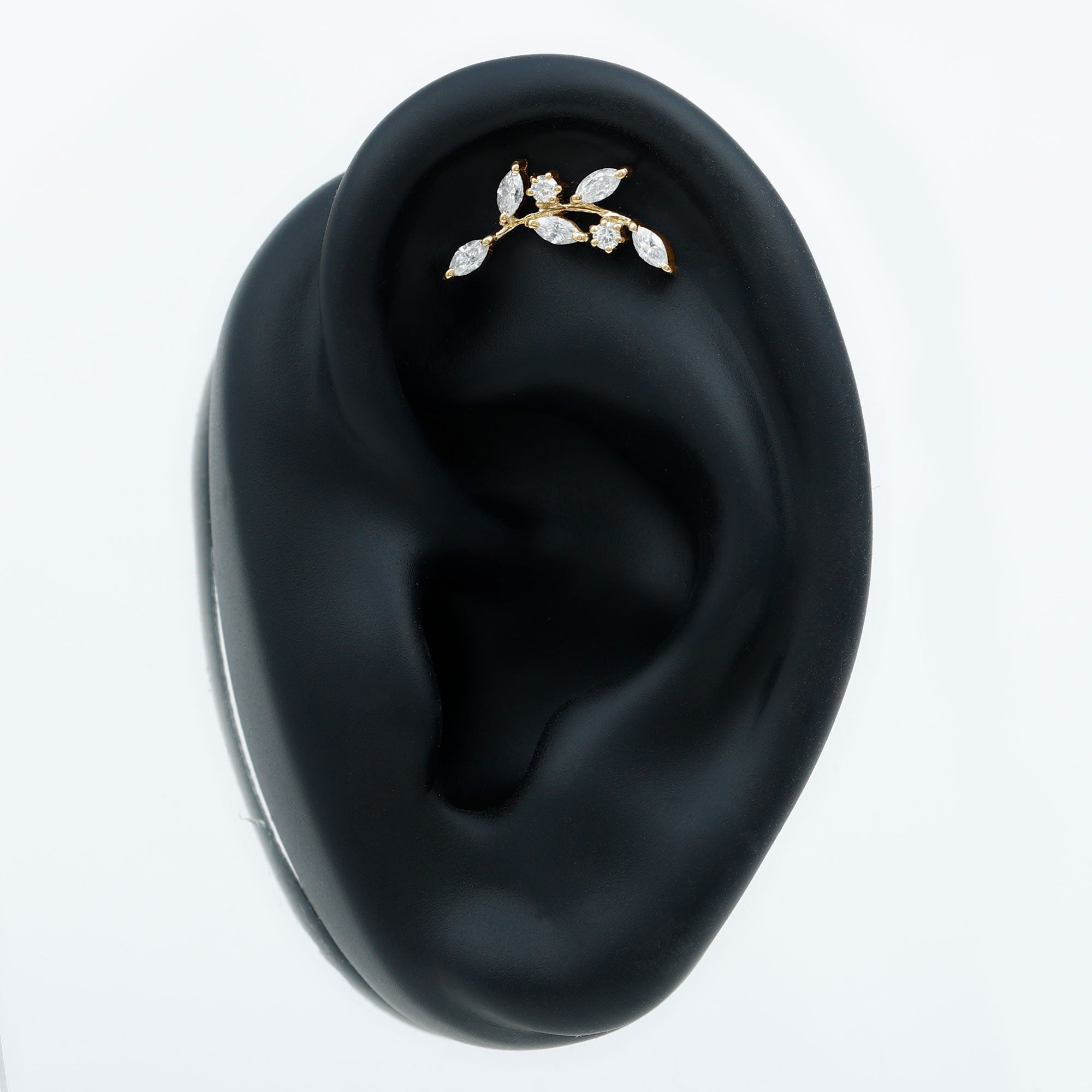 Certified Moissanite Leaf Climber Earring for Helix Piercing D-VS1 - Rosec Jewels