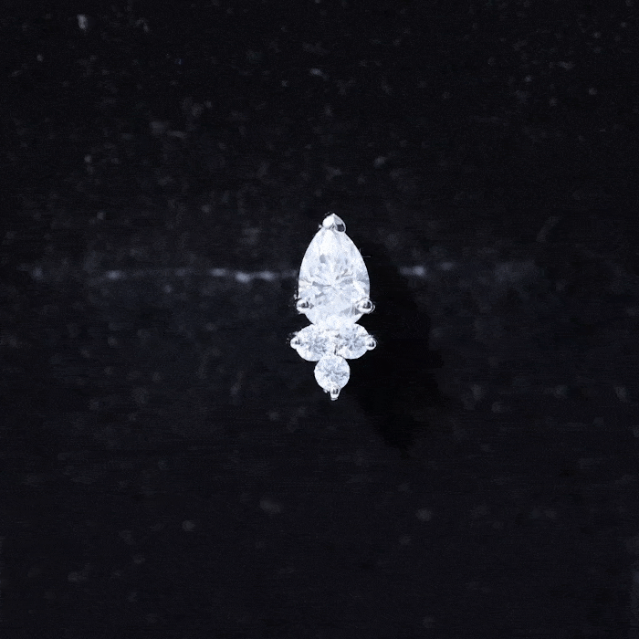 Pear and Round Moissanite Cluster Cartilage Earring D-VS1 - Rosec Jewels