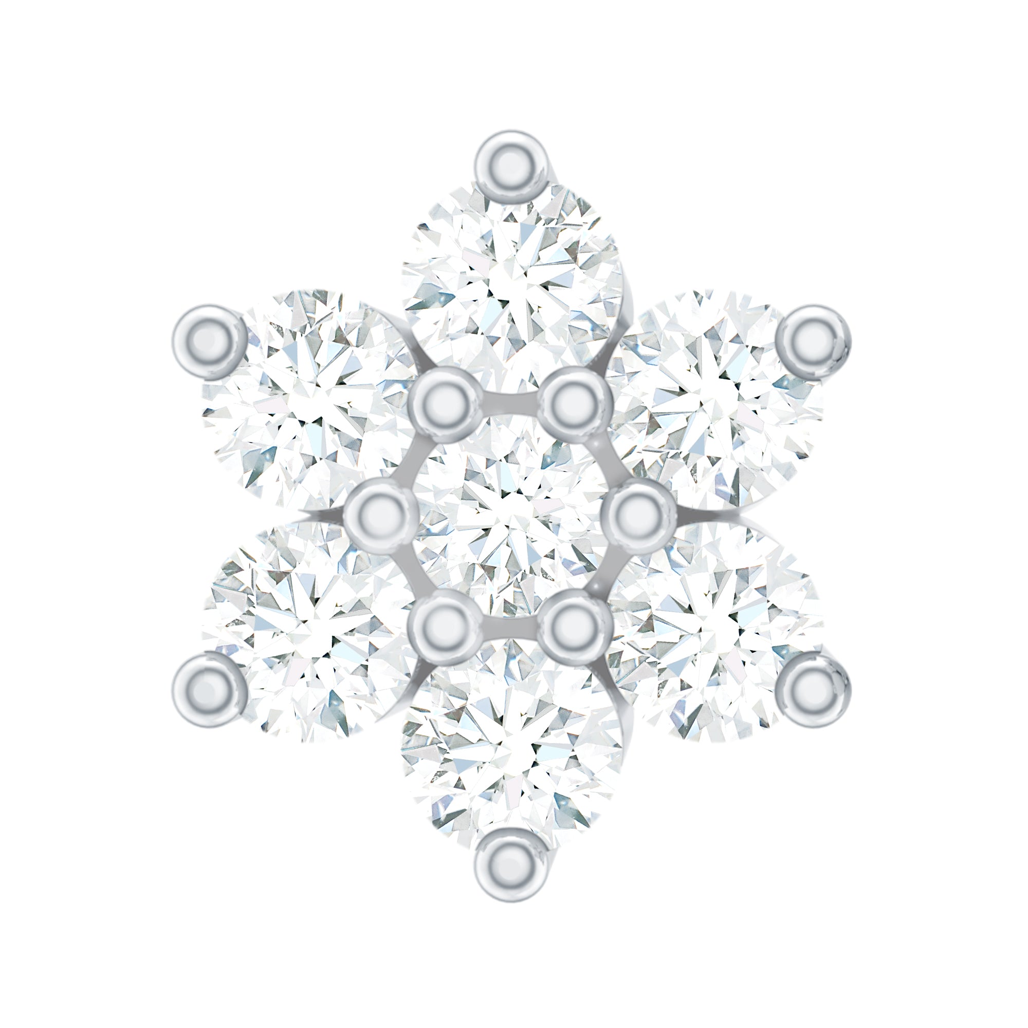 Round Cut Natural Diamond Flower Nose Stud For Women Natural - ( HI-SI ) - Rosec Jewels