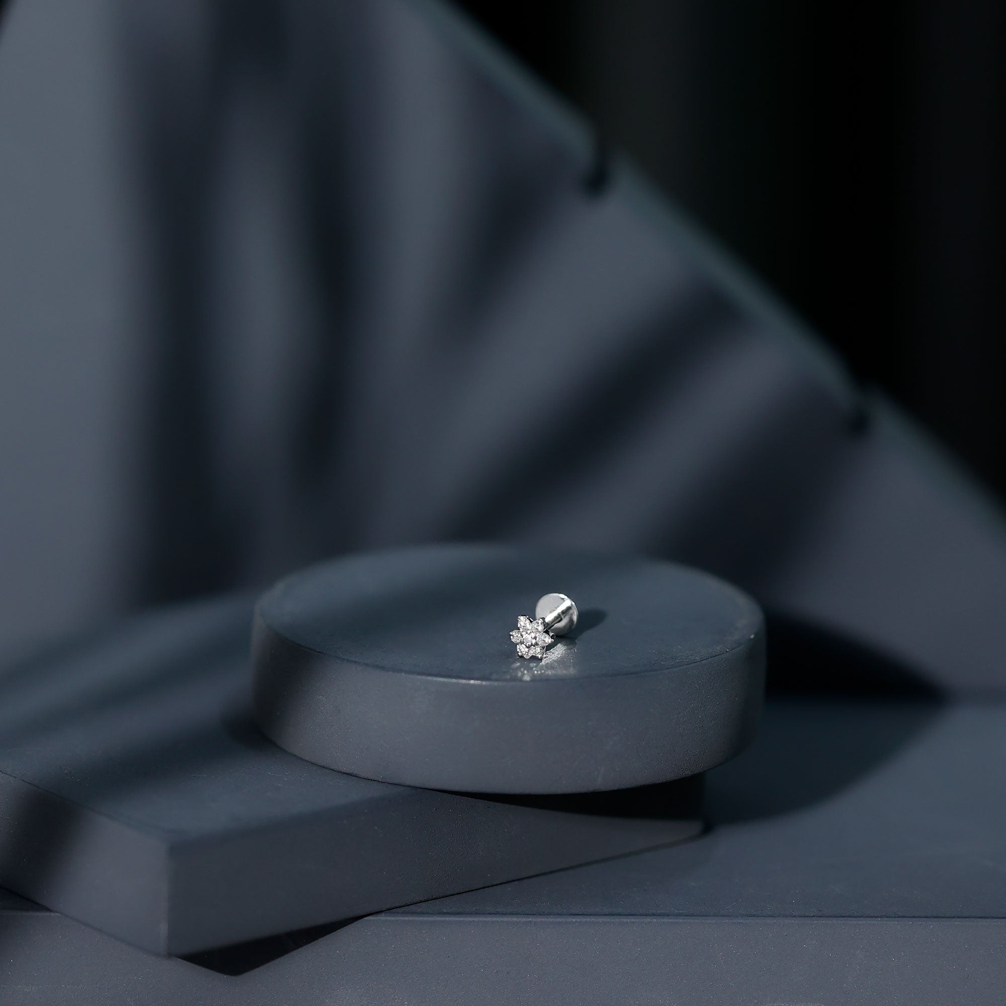 Round Cut Natural Diamond Flower Nose Stud For Women Natural - ( HI-SI ) - Rosec Jewels