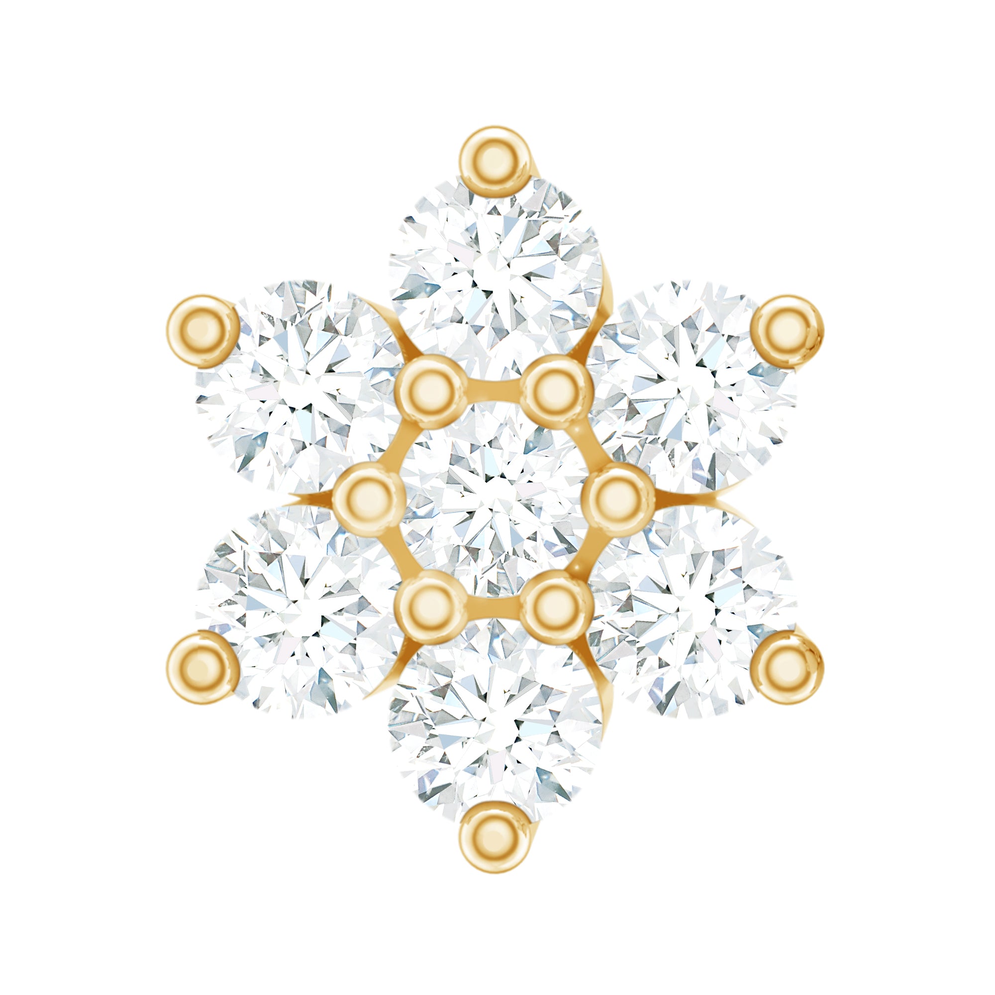 Round Cut Natural Diamond Flower Nose Stud For Women Natural - ( HI-SI ) - Rosec Jewels