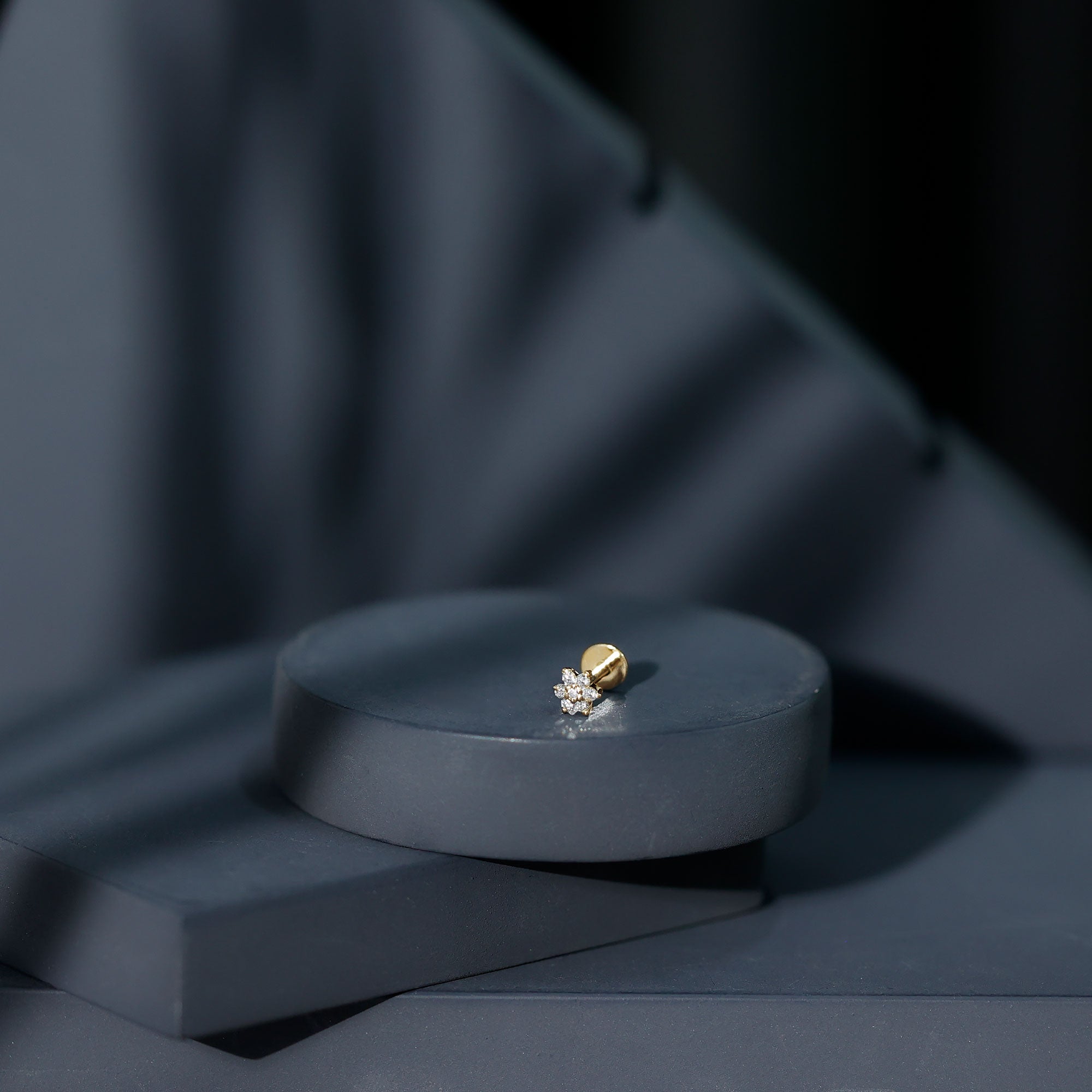 Round Cut Natural Diamond Flower Nose Stud For Women Natural - ( HI-SI ) - Rosec Jewels