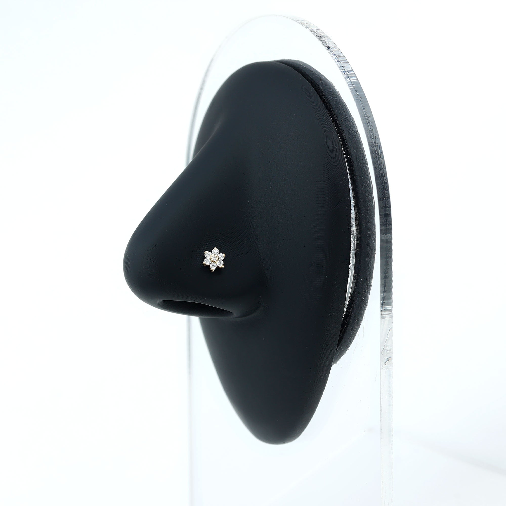 Round Cut Natural Diamond Flower Nose Stud For Women Natural - ( HI-SI ) - Rosec Jewels