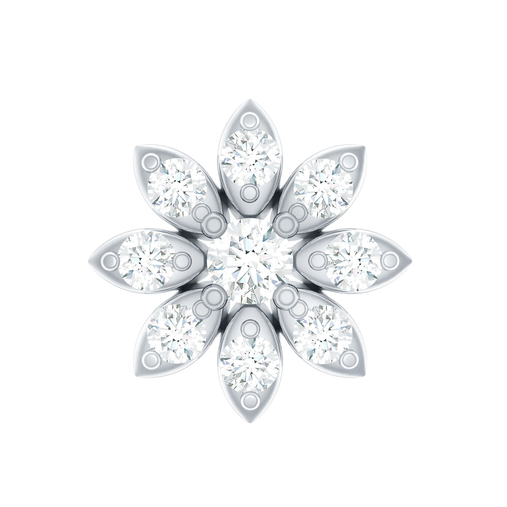 Flower Diamond Nose Ring Stud for Women Natural - ( HI-SI ) - Rosec Jewels