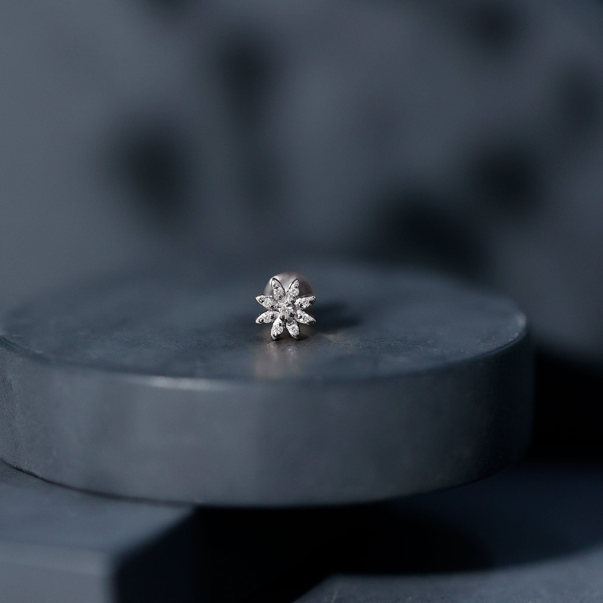 Flower Diamond Nose Ring Stud for Women Natural - ( HI-SI ) - Rosec Jewels