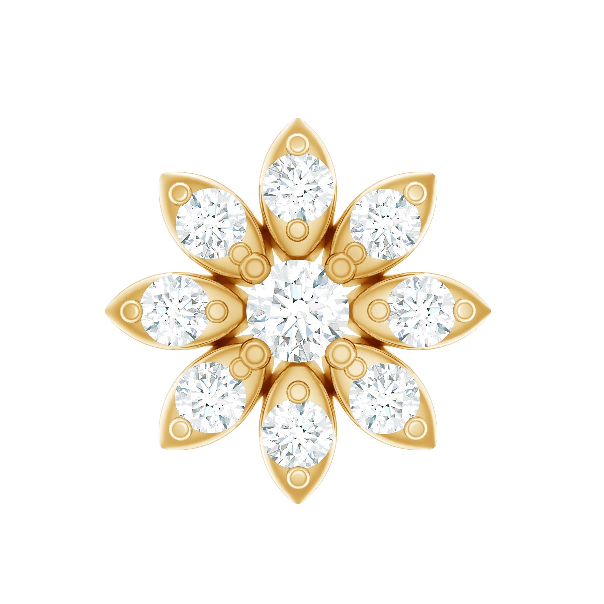 Flower Diamond Nose Ring Stud for Women Natural - ( HI-SI ) - Rosec Jewels