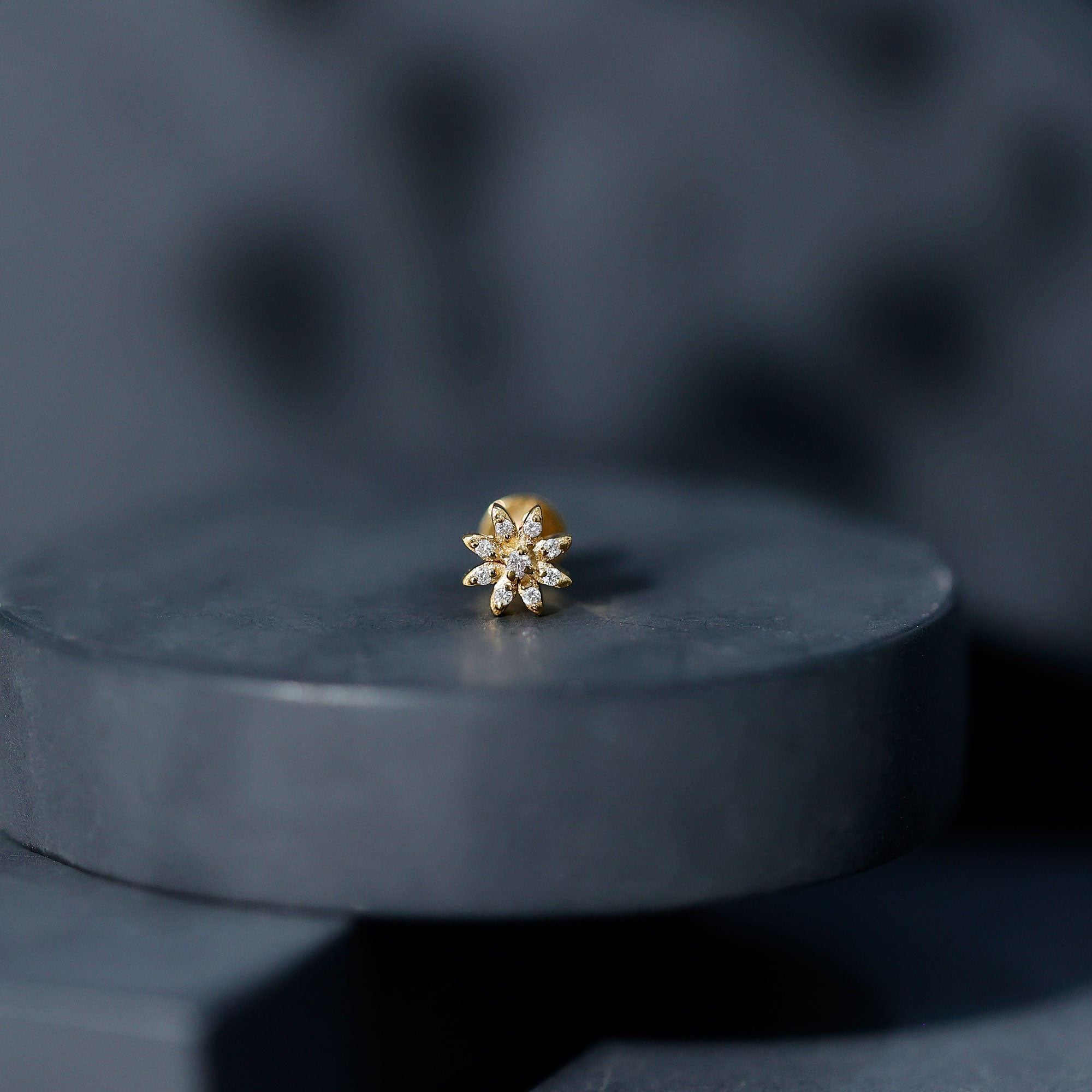 Flower Diamond Nose Ring Stud for Women Natural - ( HI-SI ) - Rosec Jewels