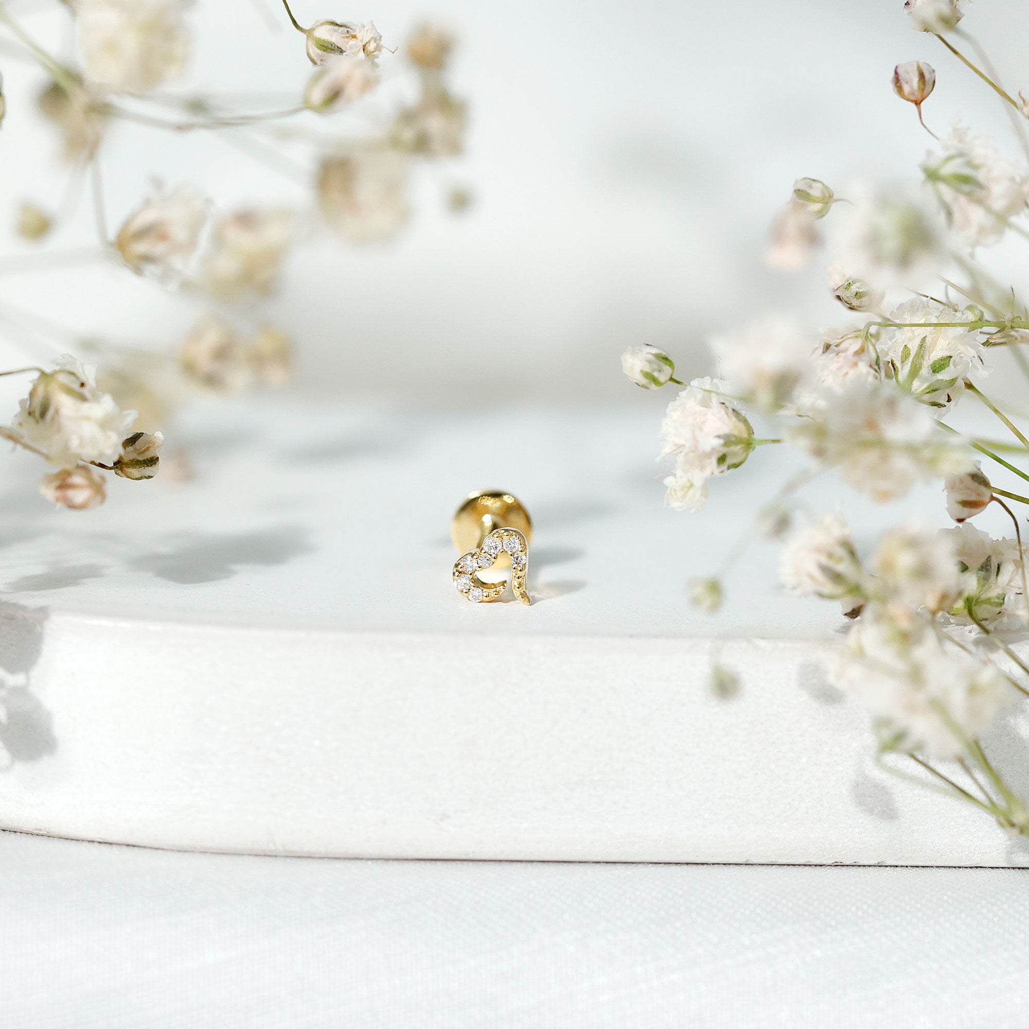 Round Shape Natural Diamond Heart Nose Pin Natural - ( HI-SI ) - Rosec Jewels