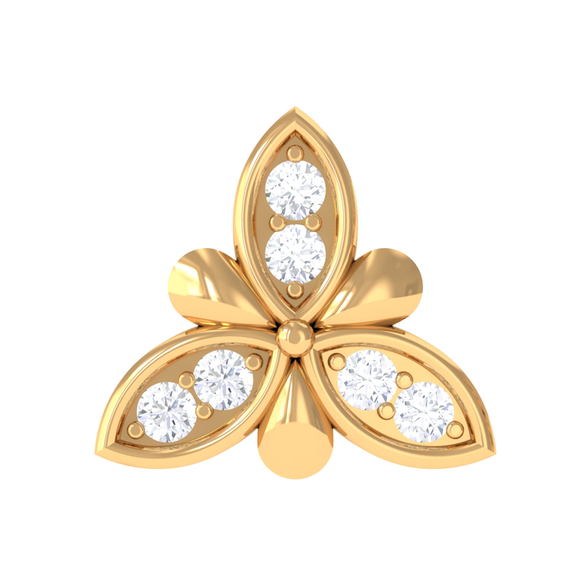 Simple Diamond Flower Nose Stud in Gold