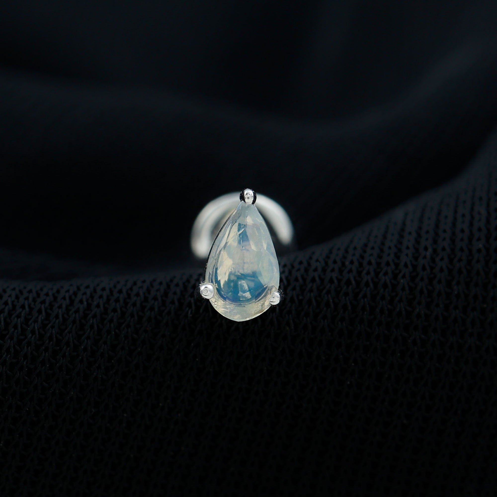Dainty Ethiopian Opal Teardrop Earring for Helix Piercing AAA - Rosec Jewels