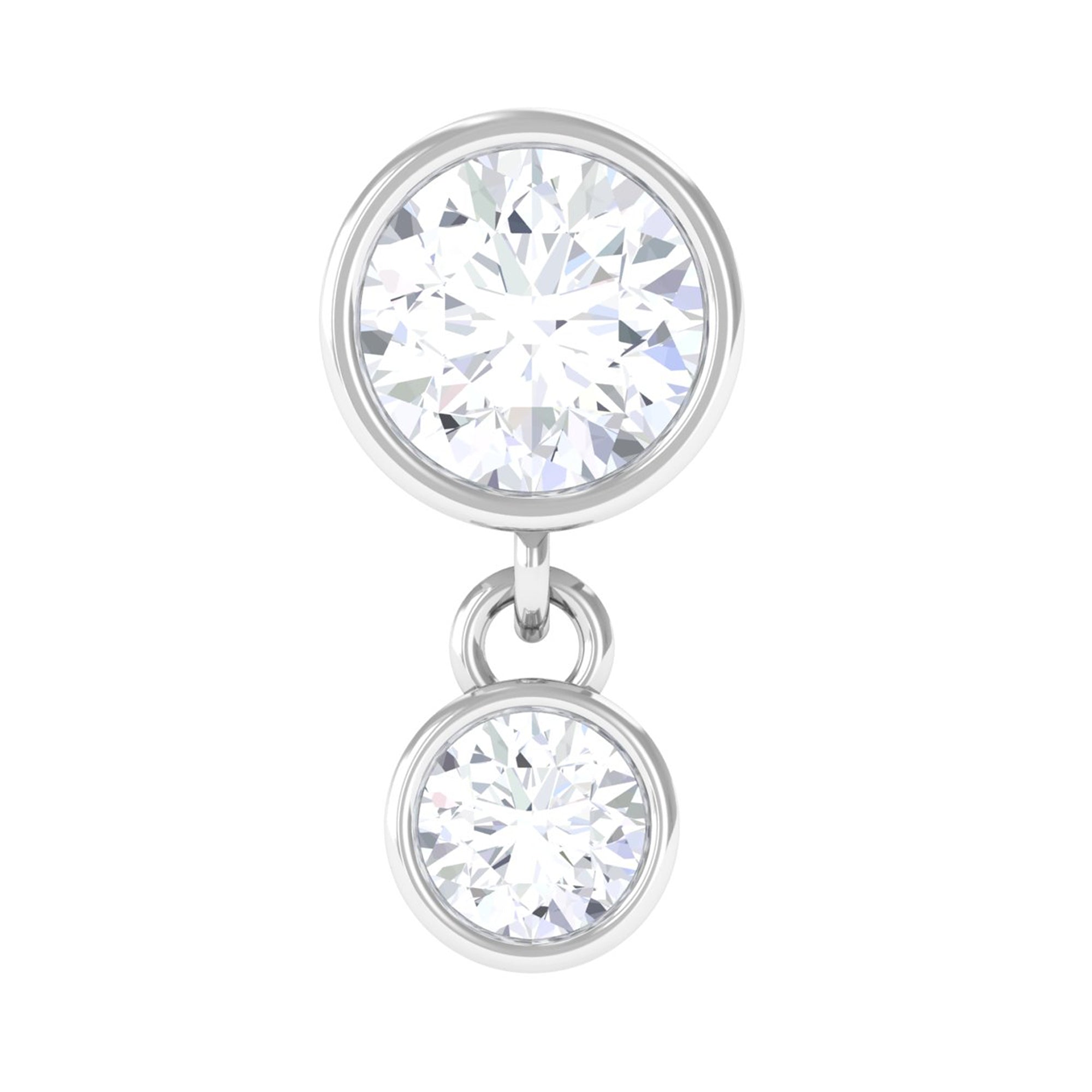 Bezel Set Round Moissanite Helix Drop Earring D-VS1 - Rosec Jewels