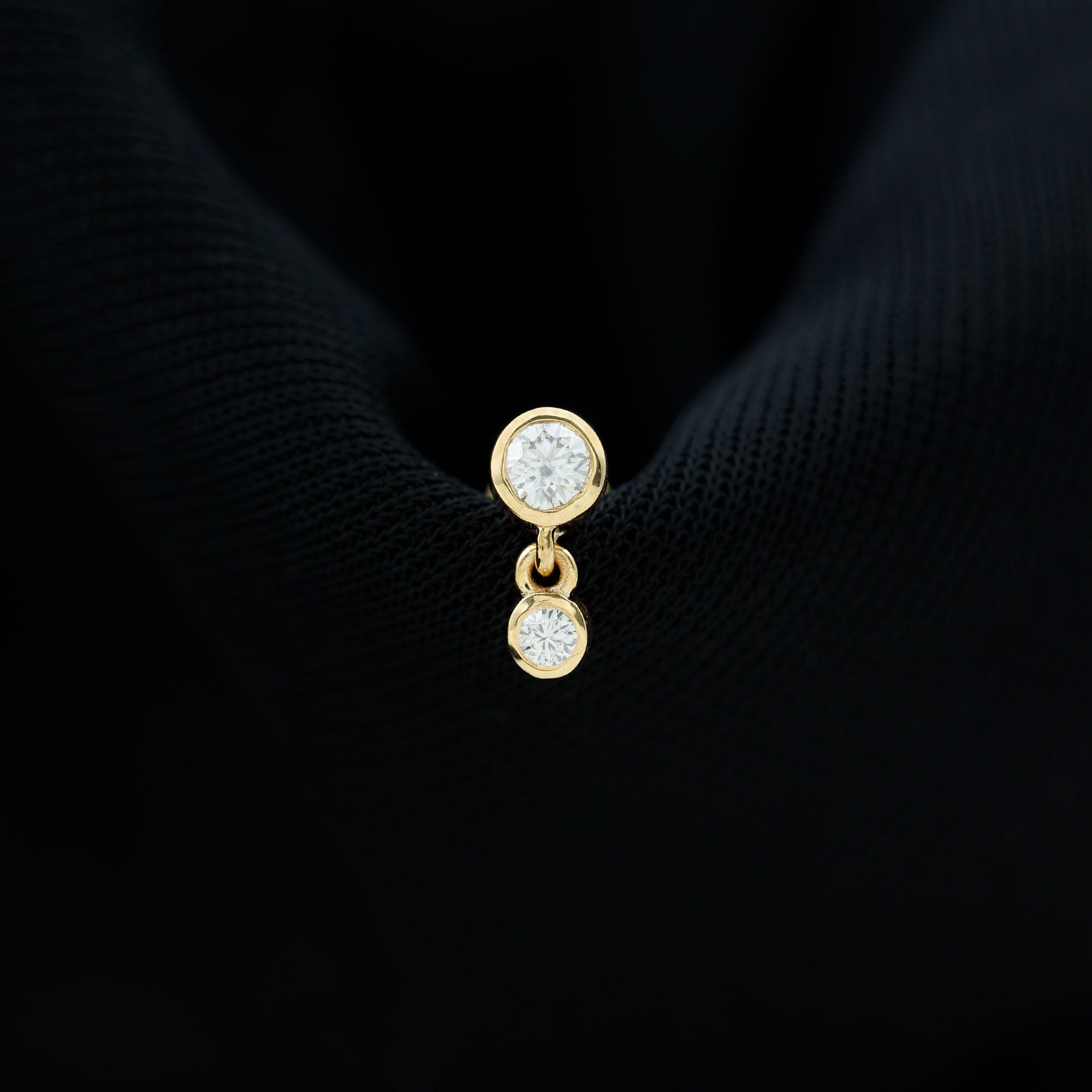 Bezel Set Round Moissanite Helix Drop Earring D-VS1 - Rosec Jewels