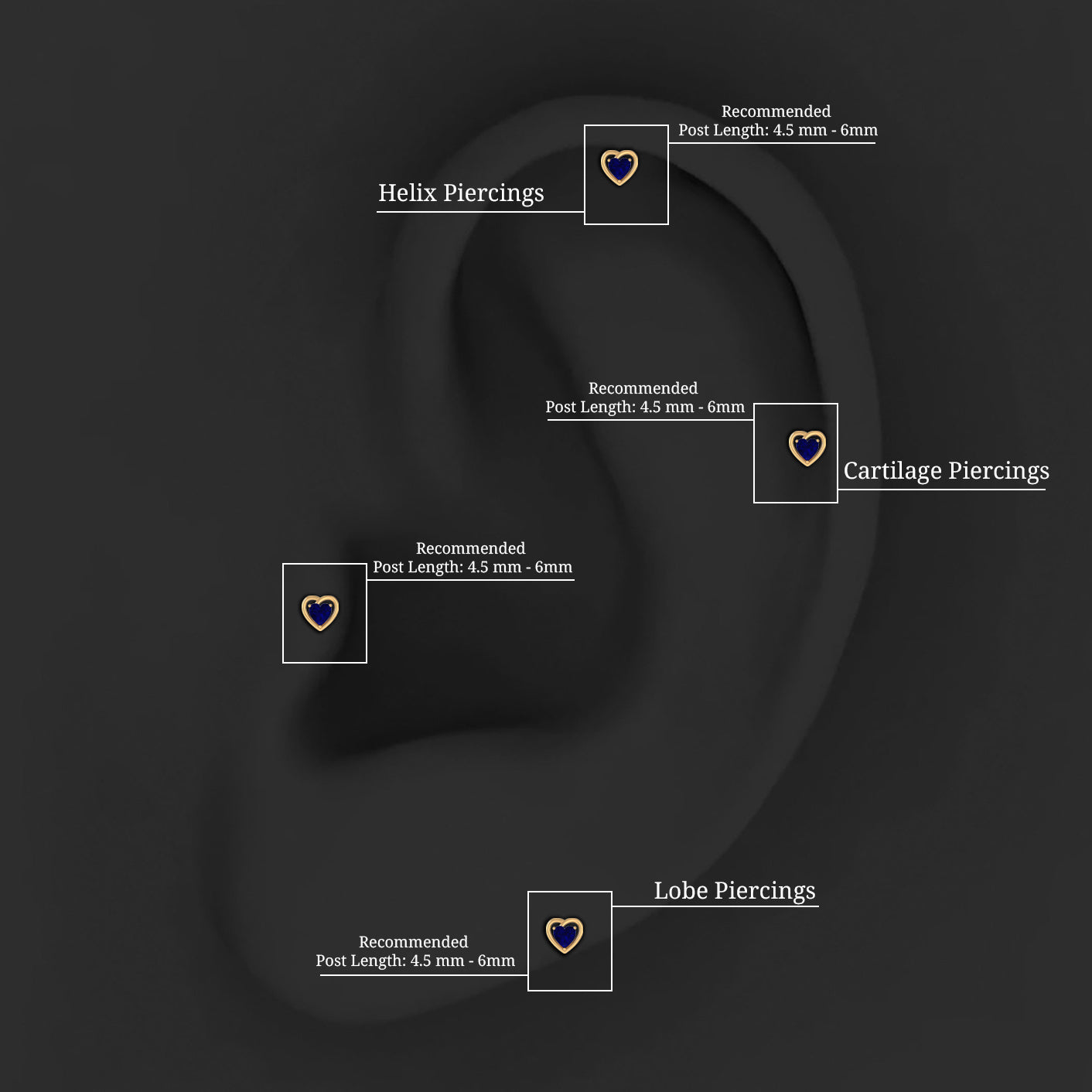 Rosec Jewels-Heart Shape Sapphire Earring for Upper Lobe Piercing