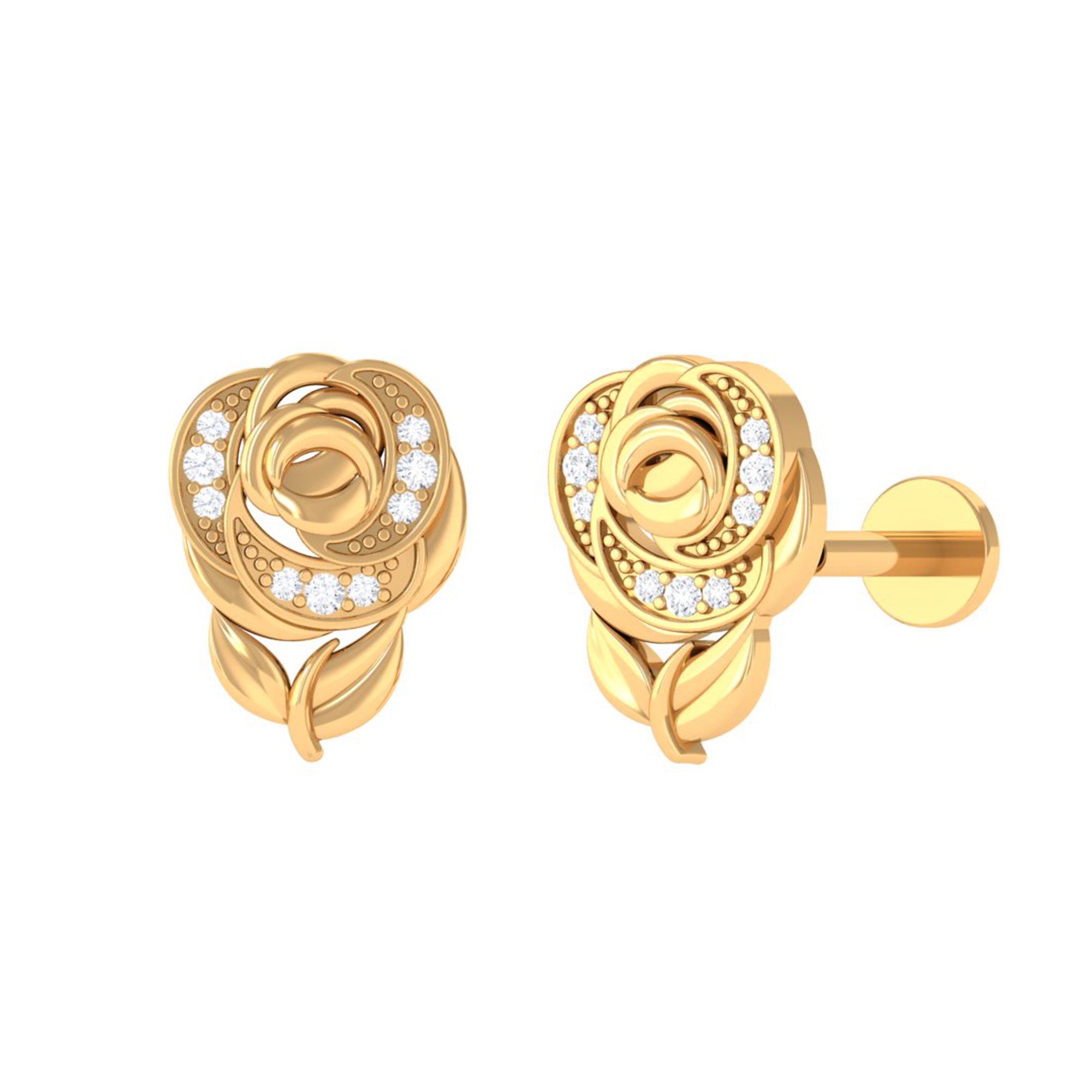 Nature Inspired Diamond Flower Helix Earring