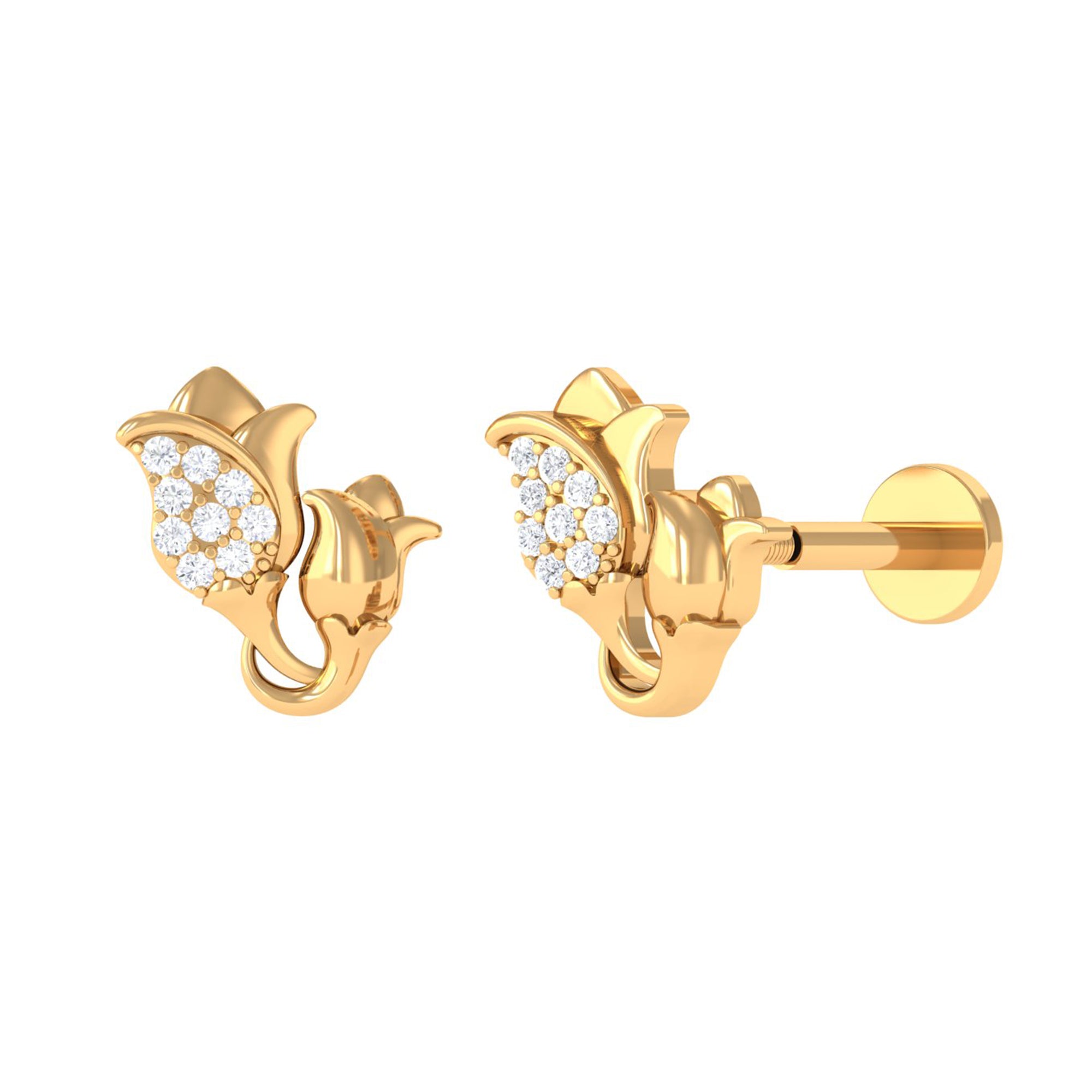 Diamond Floral Earring for Helix Piercing