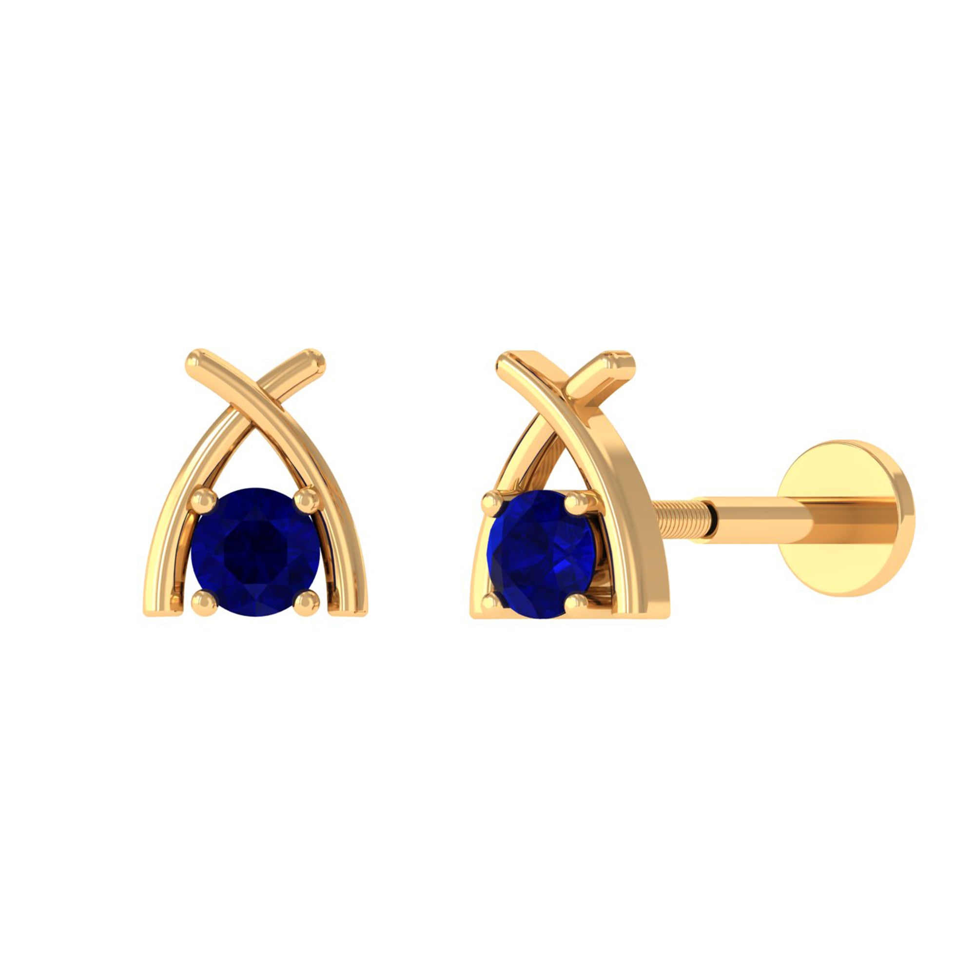 Rosec Jewels-Minimal Blue Sapphire Solitaire Earring for Helix Piercing