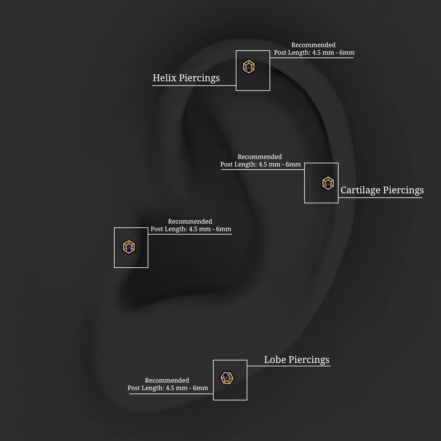 Rosec Jewels-Real Blue Sapphire Geometric Earring for Conch Piercing