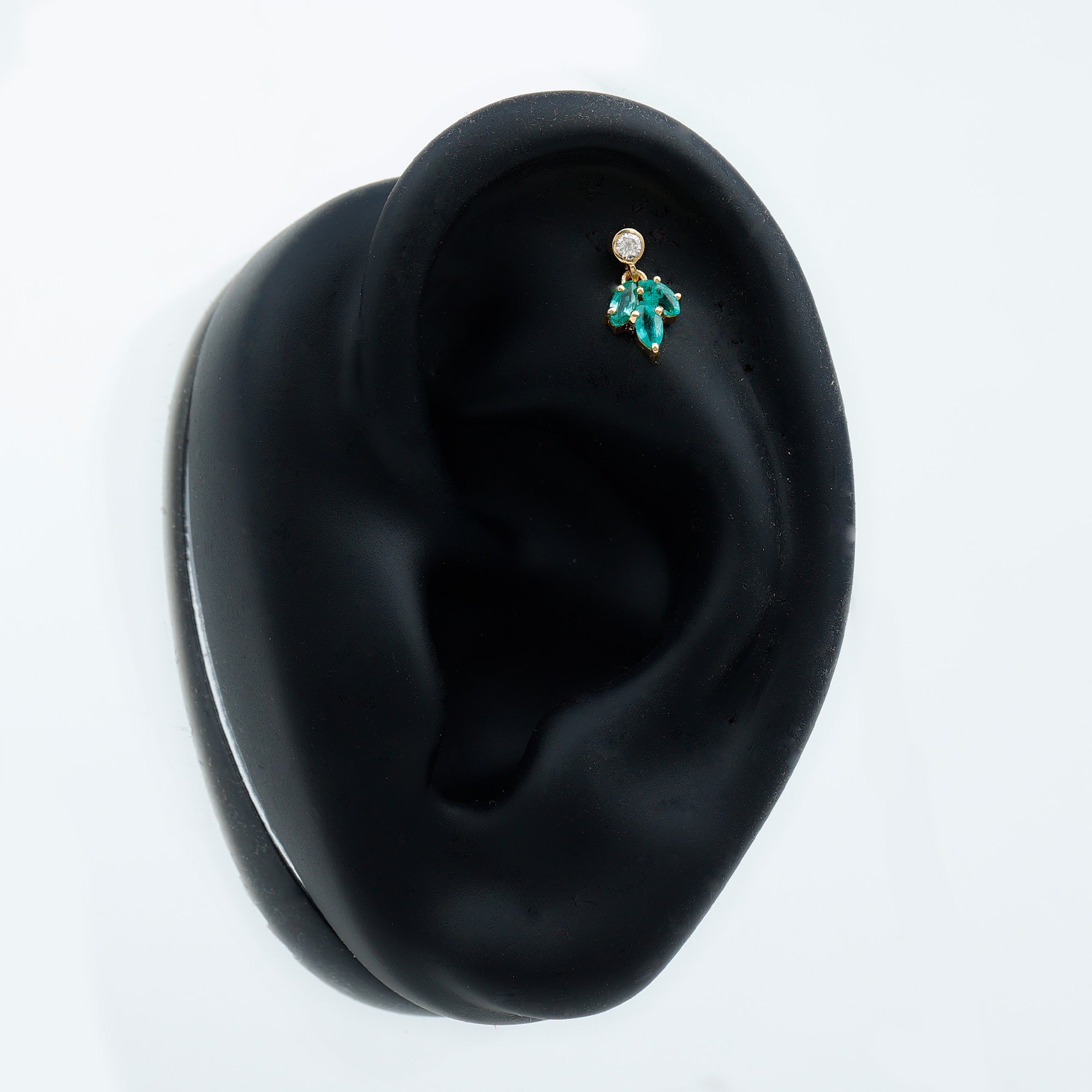 Marquise Emerald Leaf Earring for Helix Piercing AAA - Rosec Jewels