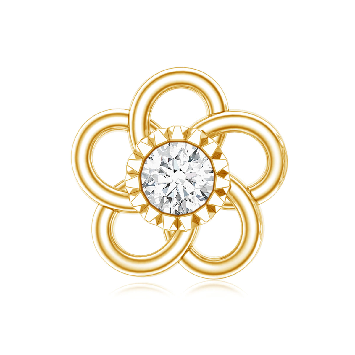 Diamond Flower Earring for Cartilage Piercing Natural - ( HI-SI ) - Rosec Jewels