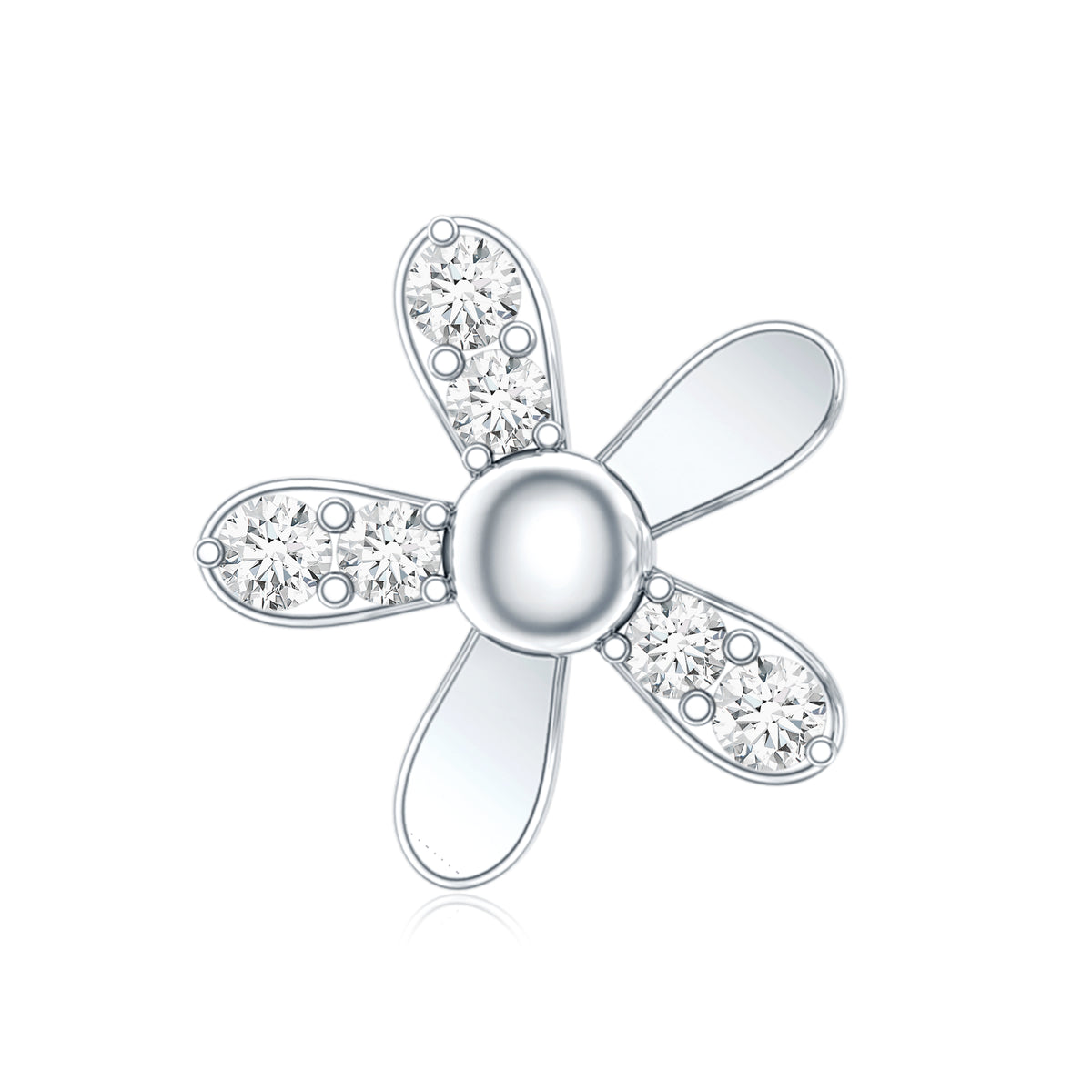 Simple Diamond Floral Earring for Cartilage Piercing Natural - ( HI-SI ) - Rosec Jewels