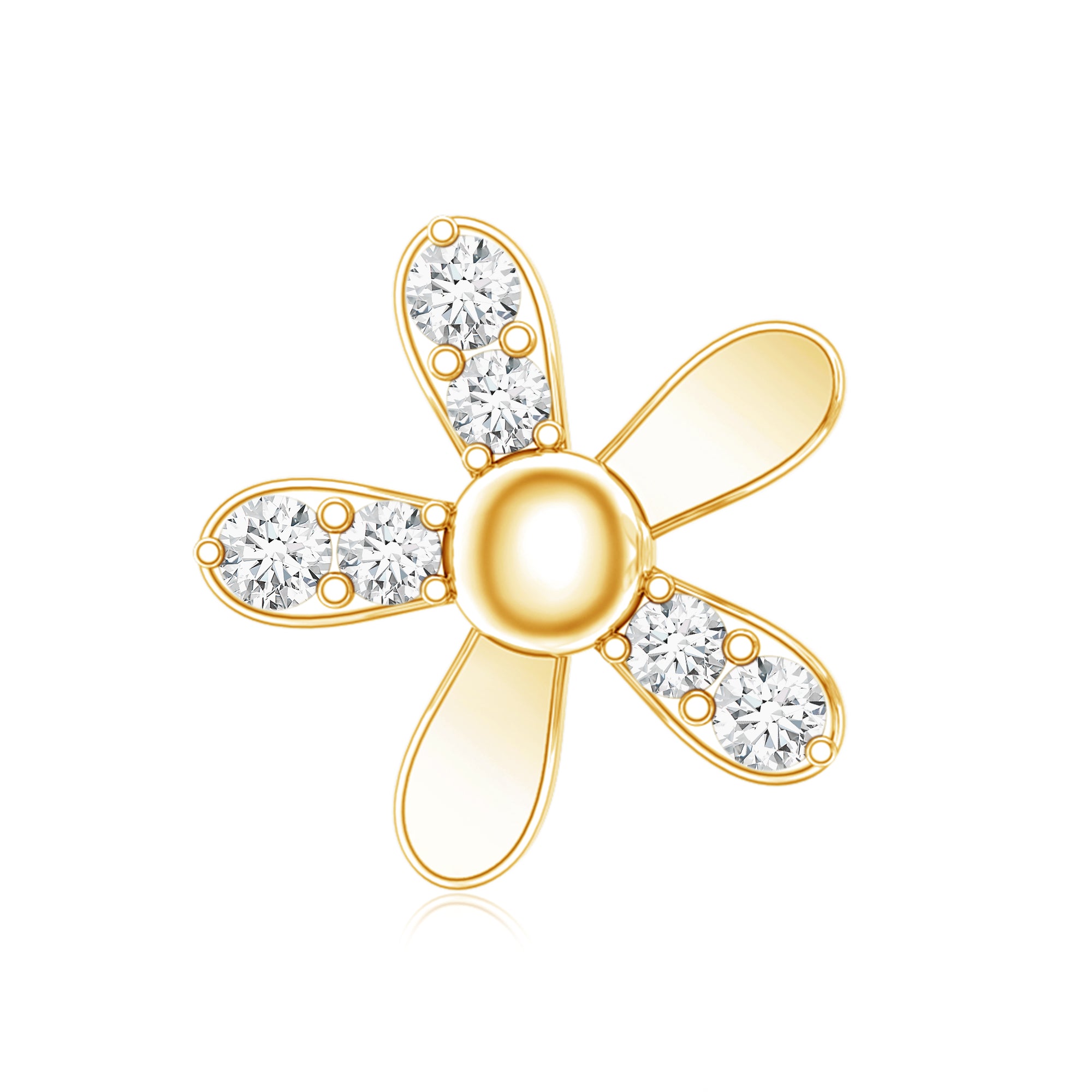 Simple Diamond Floral Earring for Cartilage Piercing Natural - ( HI-SI ) - Rosec Jewels
