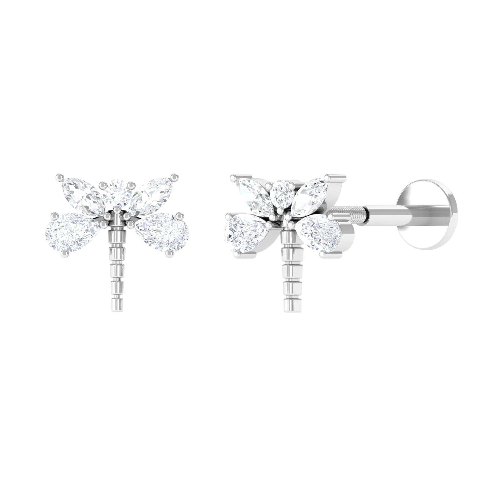 Rosec Jewels-Genuine Diamond Dragon Fly Earring for Helix Piercing