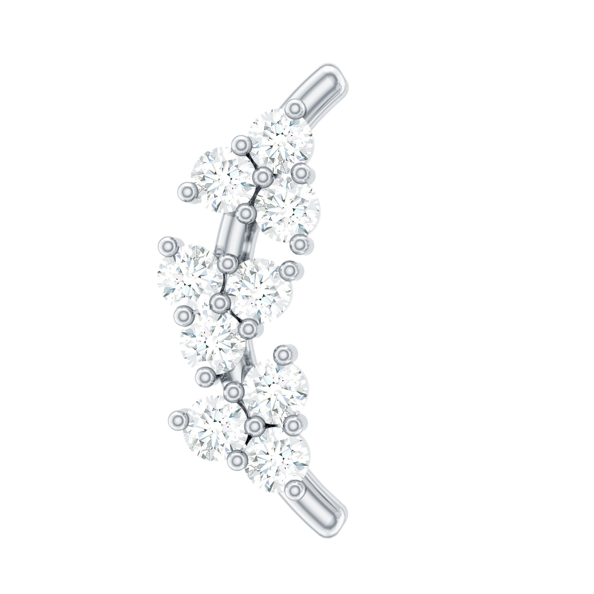 Natural Round Diamond Cluster Curved Helix Earring Natural - ( HI-SI ) - Rosec Jewels
