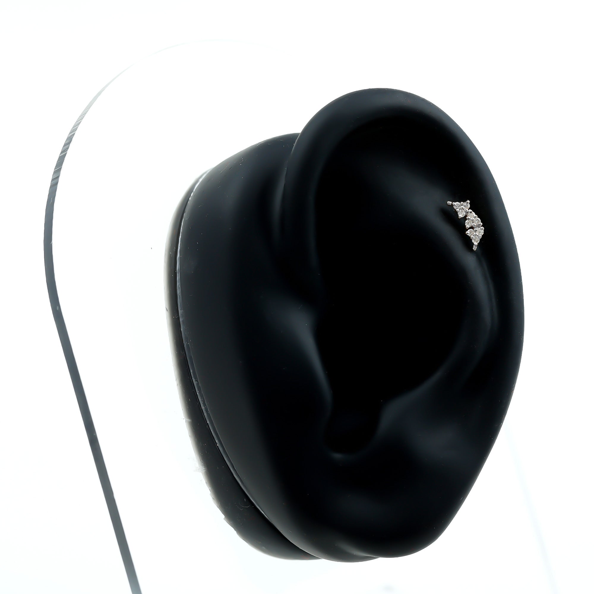 Natural Round Diamond Cluster Curved Helix Earring Natural - ( HI-SI ) - Rosec Jewels