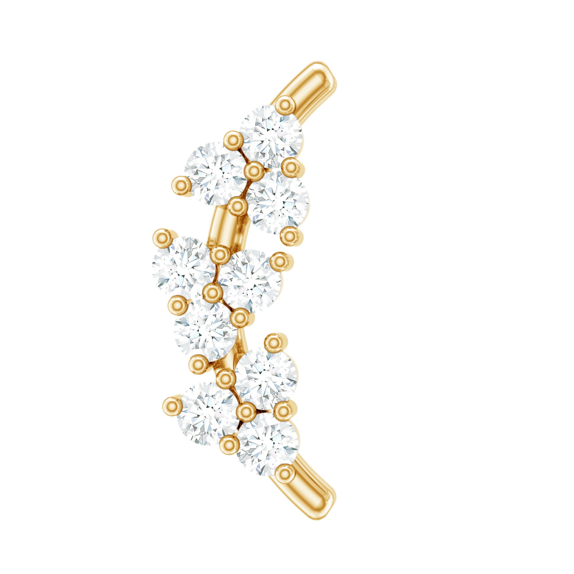 Natural Round Diamond Cluster Curved Helix Earring Natural - ( HI-SI ) - Rosec Jewels