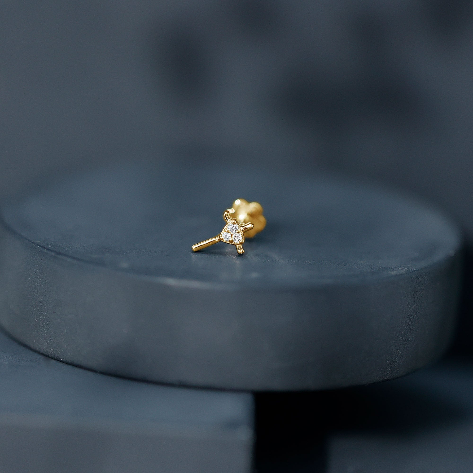 Round Natural Diamond Cross Helix Earring Natural - ( HI-SI ) - Rosec Jewels