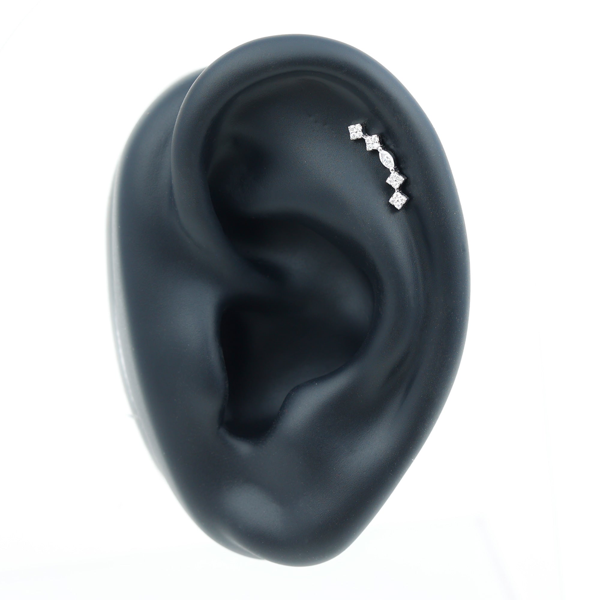 Certified Moissanite Curved Helix Piercing Earring D-VS1 - Rosec Jewels