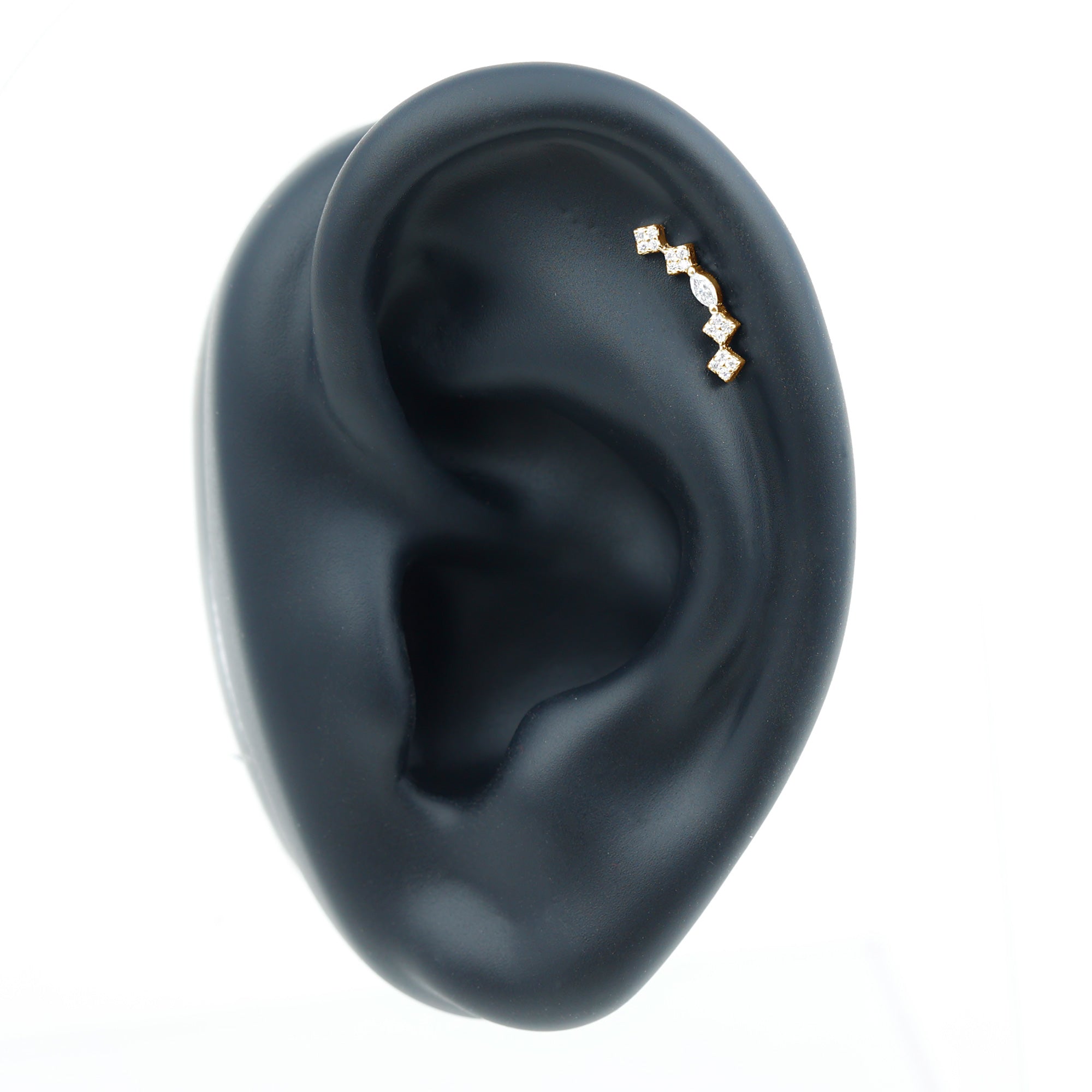 Certified Moissanite Curved Helix Piercing Earring D-VS1 - Rosec Jewels