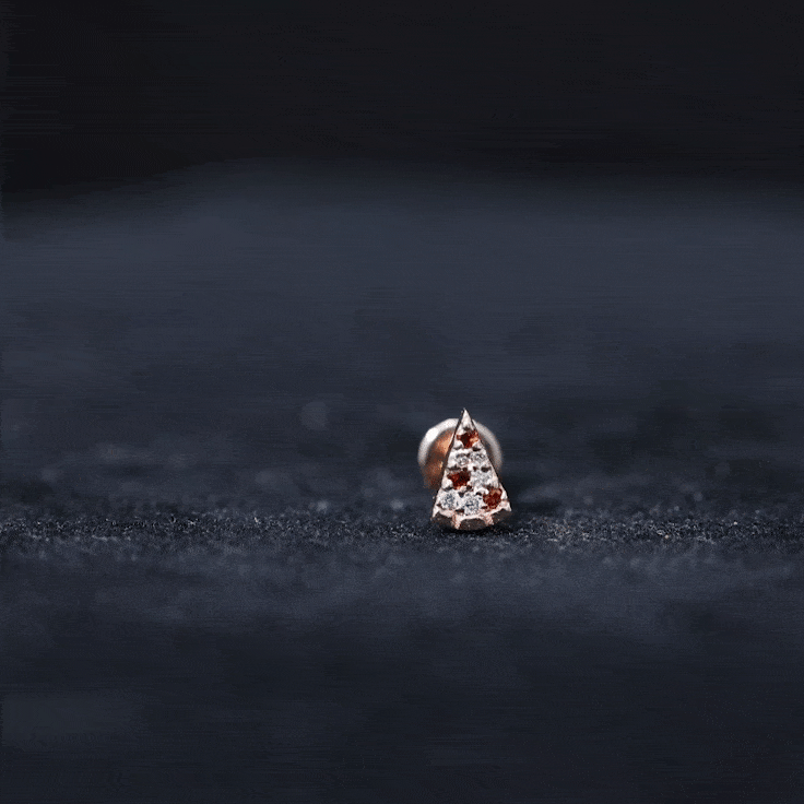 Round Cut Garnet and Diamond Pizza Slice Helix Earring AAA - Rosec Jewels